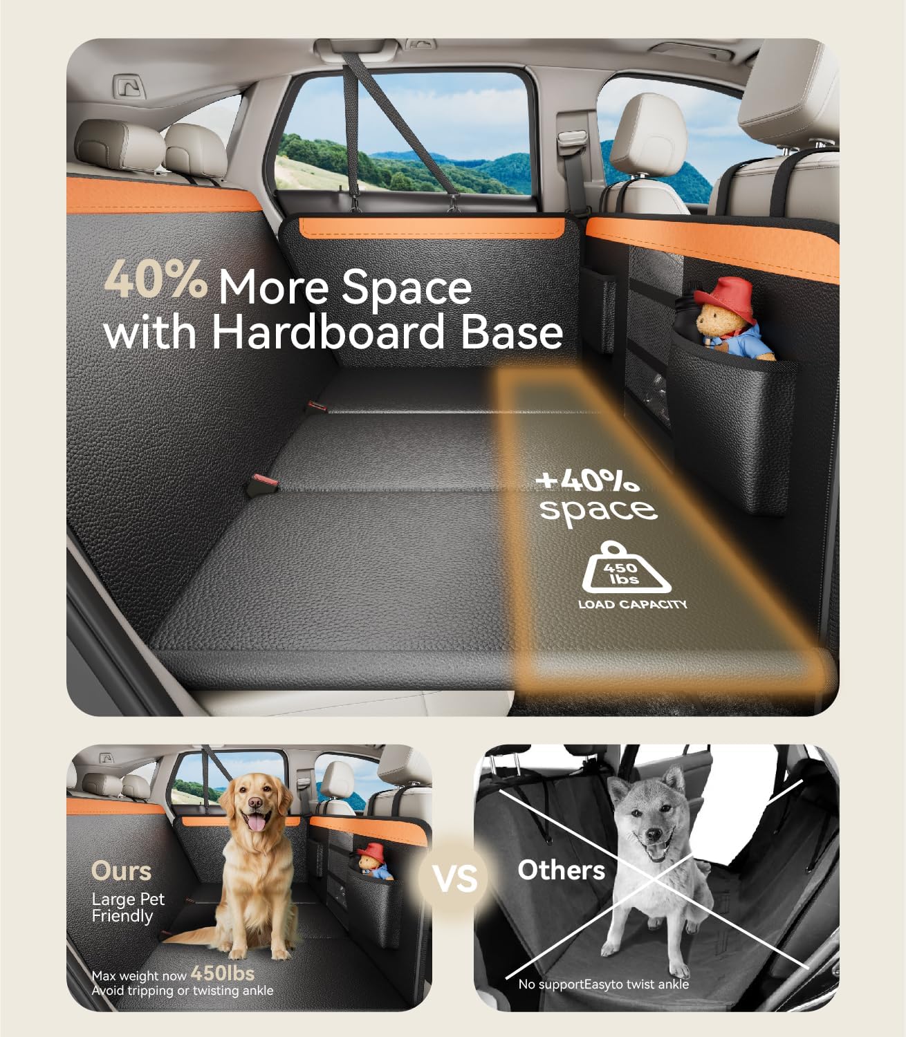Back Seat Extender for Dogs,Upgraded PU Leather Dog Car
