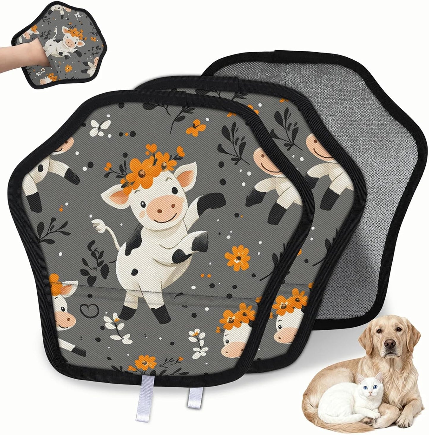 Lovely Cow 2Pcs Electrostatic Reusable Pet Hair Removal