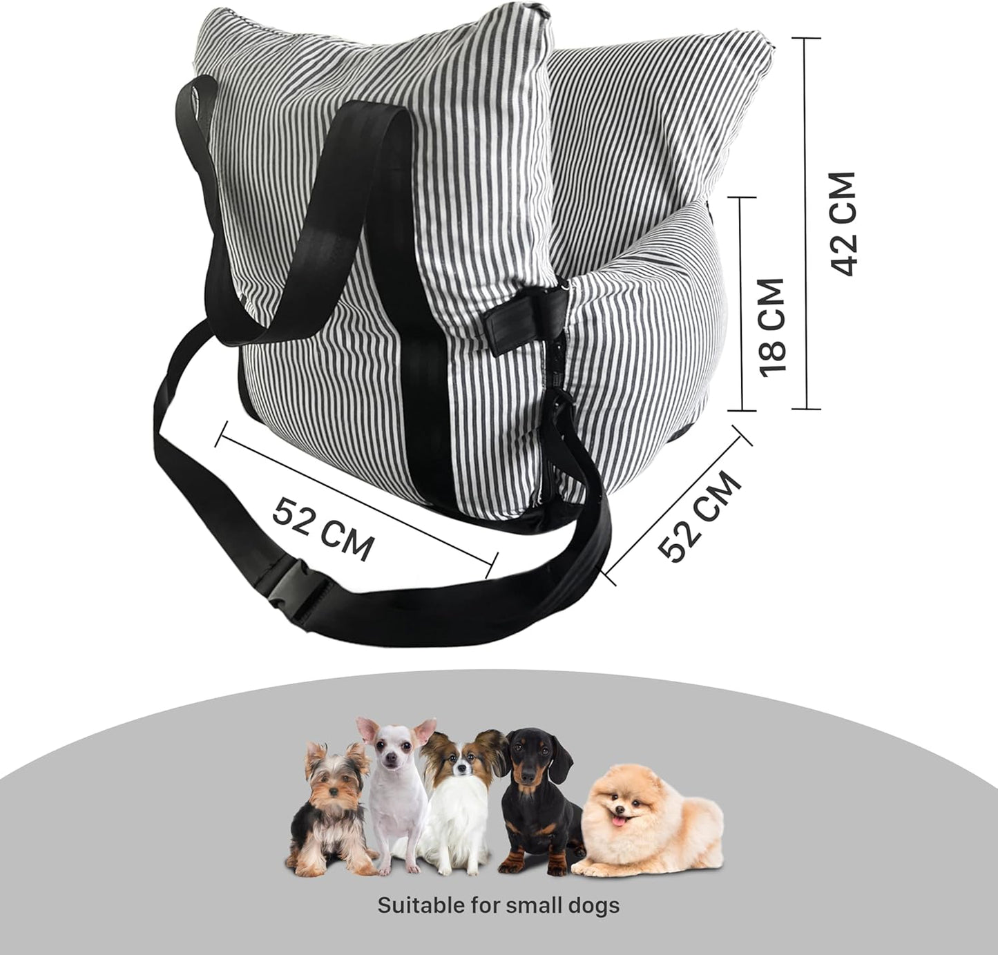 Dog Car Seat for Medium & Small Dogs - Portable Car Crate