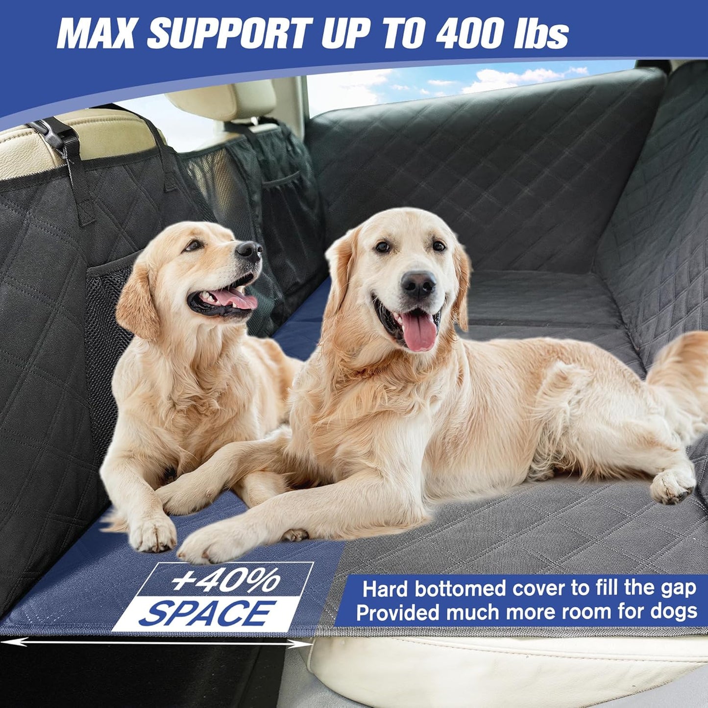Back Seat Extender for Dogs- Hard Bottom Car Seat Cover