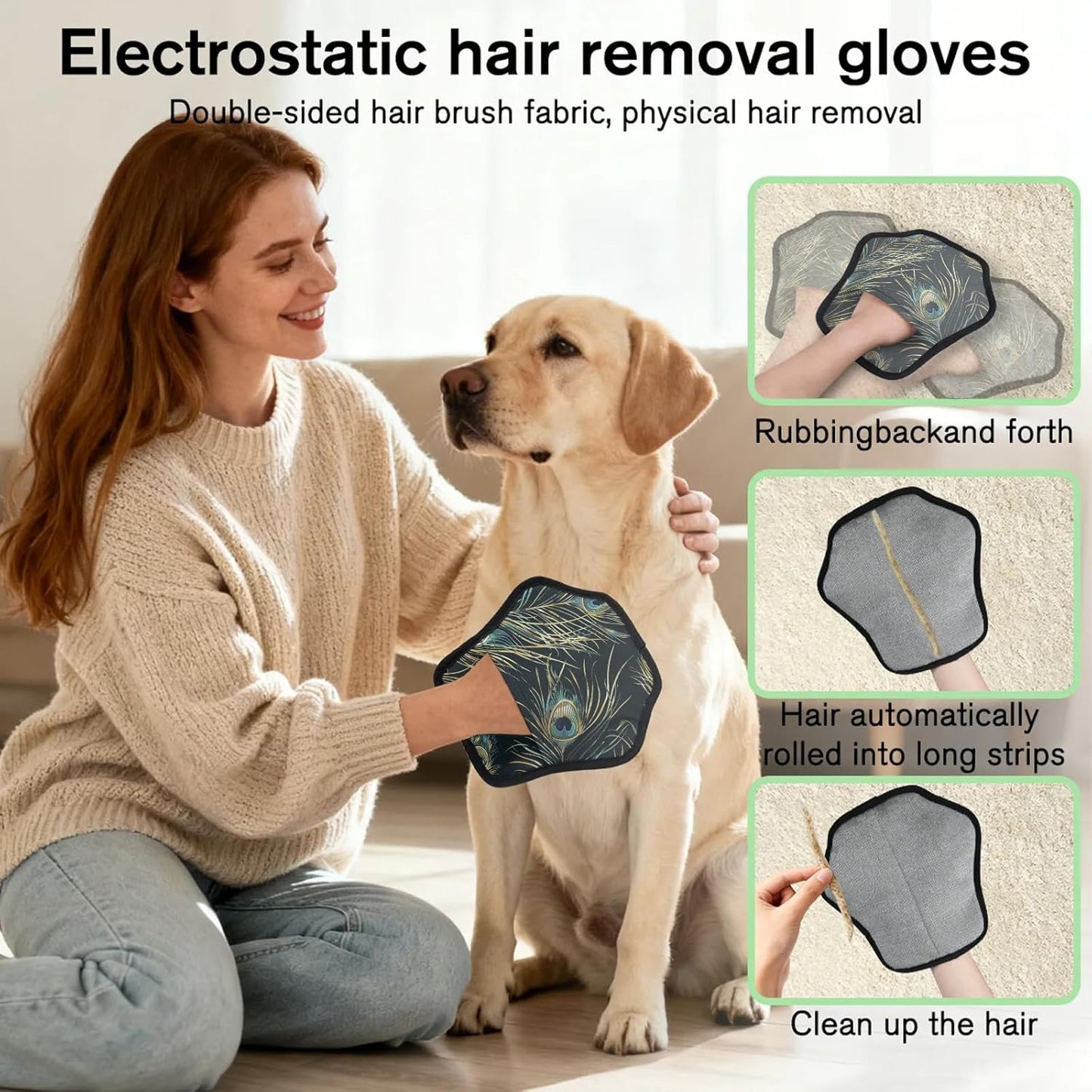 Vintage Peacock Feather 2Pcs Electrostatic Reusable Pet