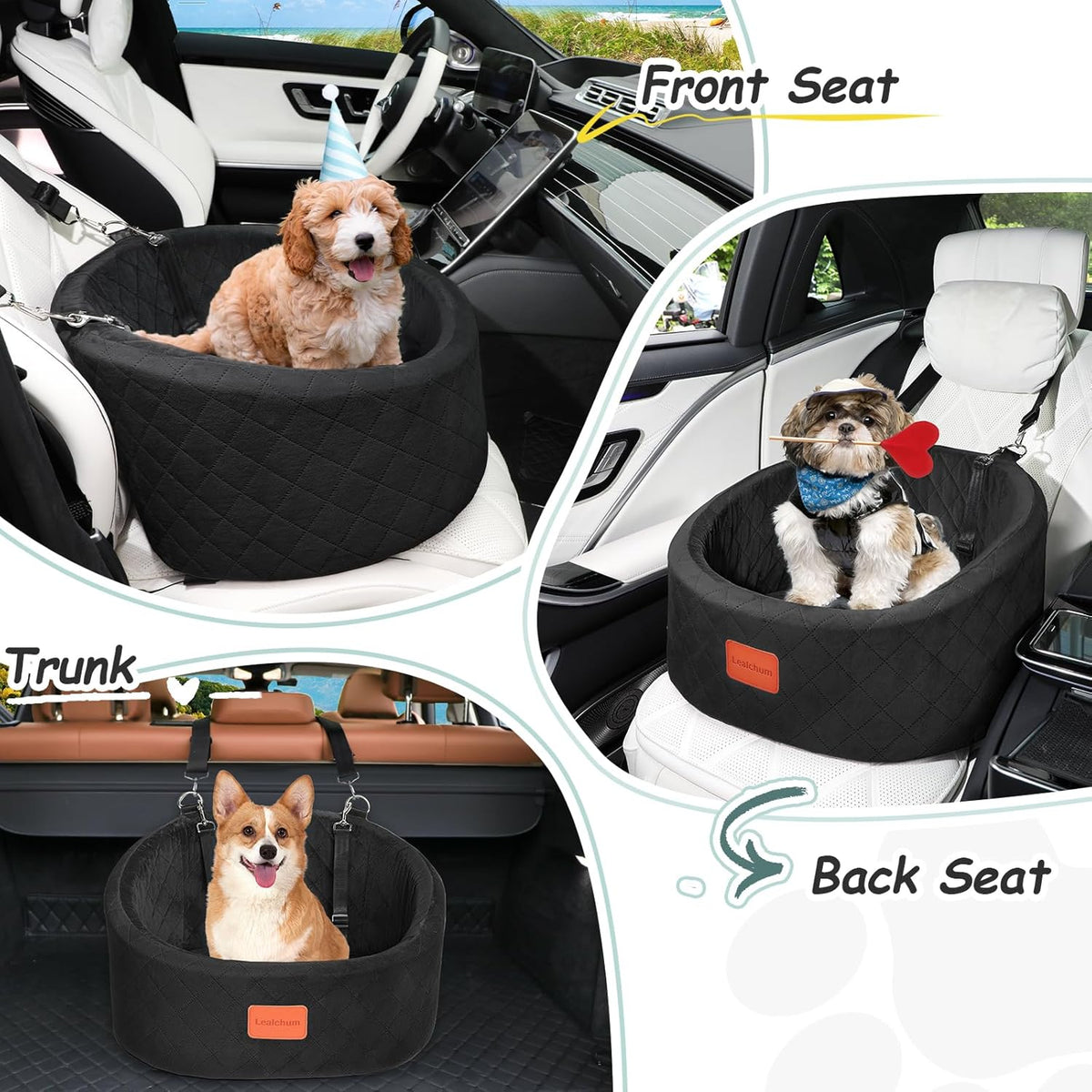 Dog Car Seat for Small Dogs Up to 30 Lbs,Ultra Soft Fabric