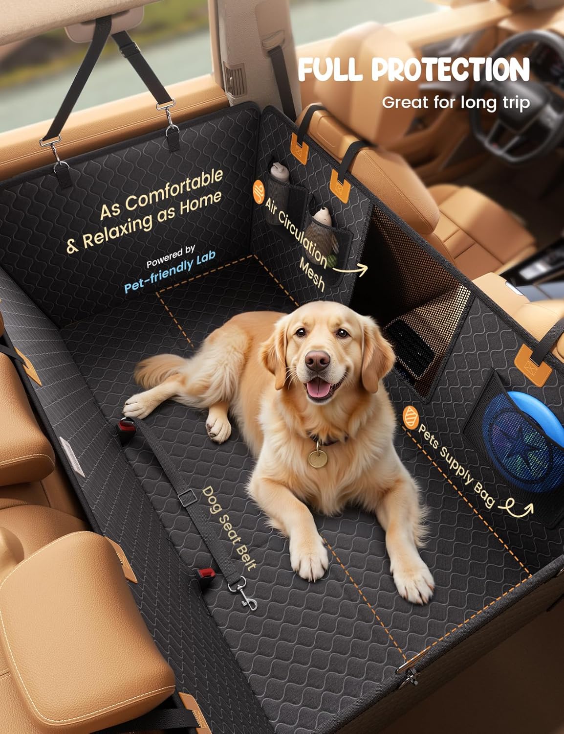 Dog Car Seat Cover for Back Seat - Back Seat Extender for