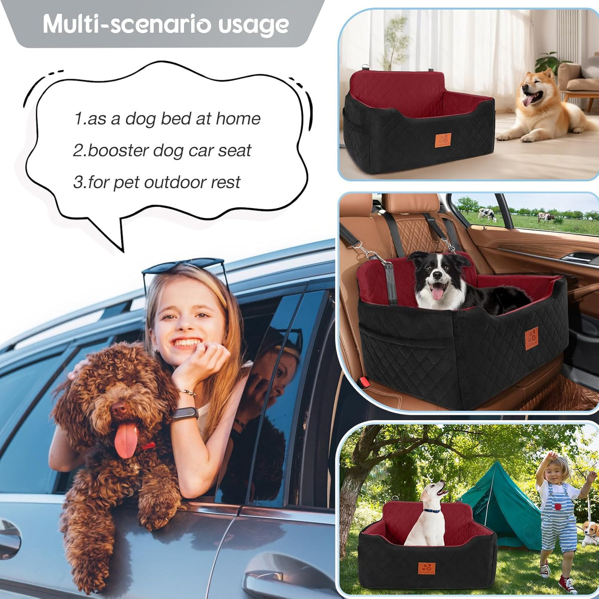 Dog Car Seat for Medium/Large Dogs, Dog Booster Seat for