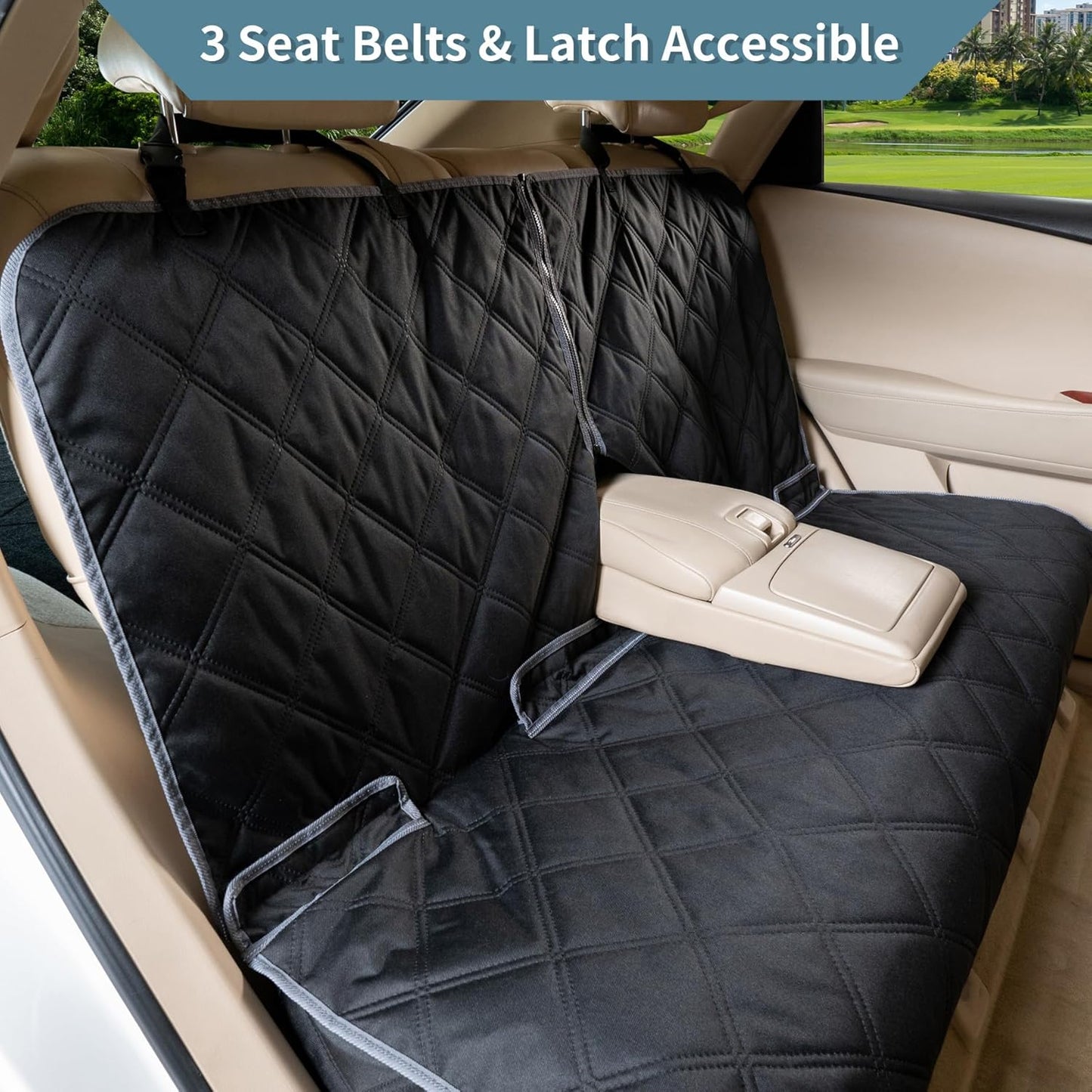 Bench Car Seat Cover for Dogs, Waterproof Rear Seat