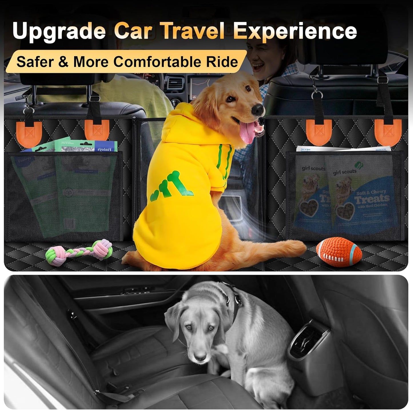 Back Seat Extender for Dogs, Holds 450 lbs, Hard Bottom