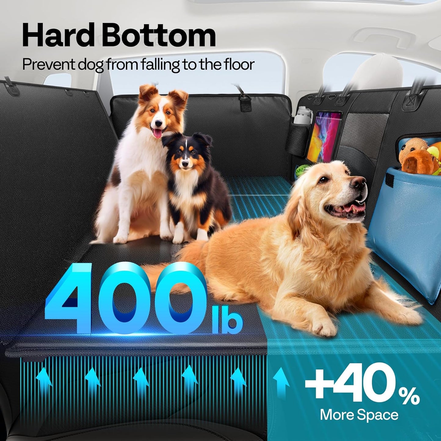 Dog Car Seat Cover for Back Seat 53", Upgraded PU Leather
