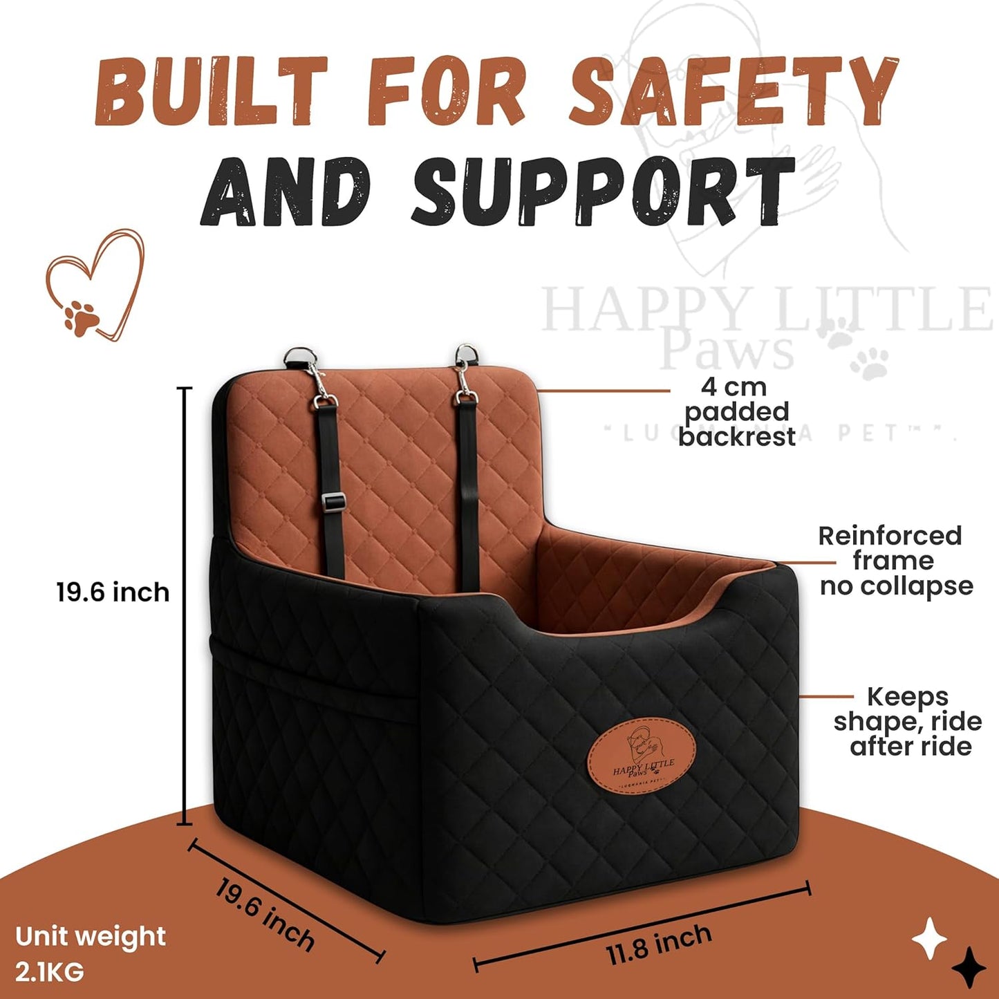 Dog Car Seat Booster for Small Dogs – Thick Cushion