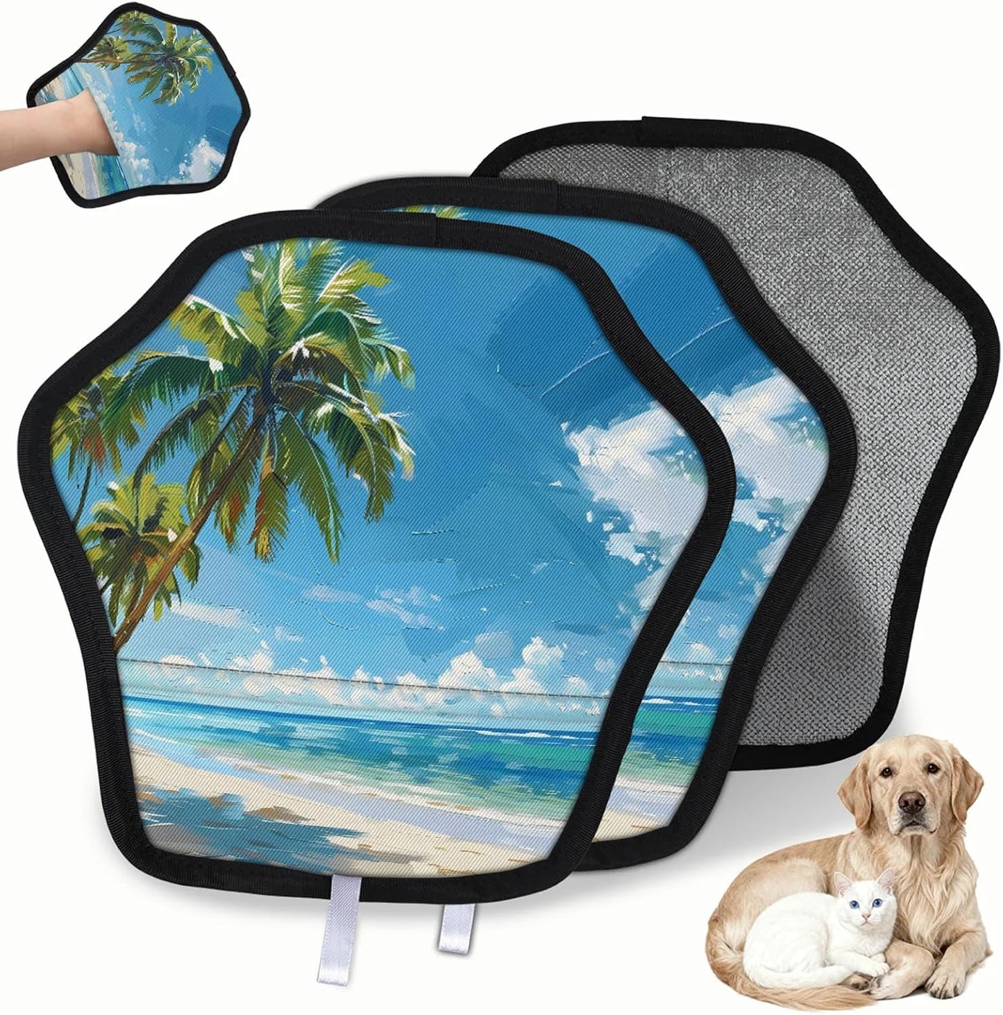 Ocean Tropical Palm Tree 2Pcs Electrostatic Reusable Pet