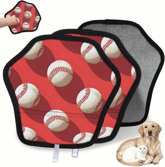 Red Sports Baseballs 2Pcs Electrostatic Reusable Pet Hair