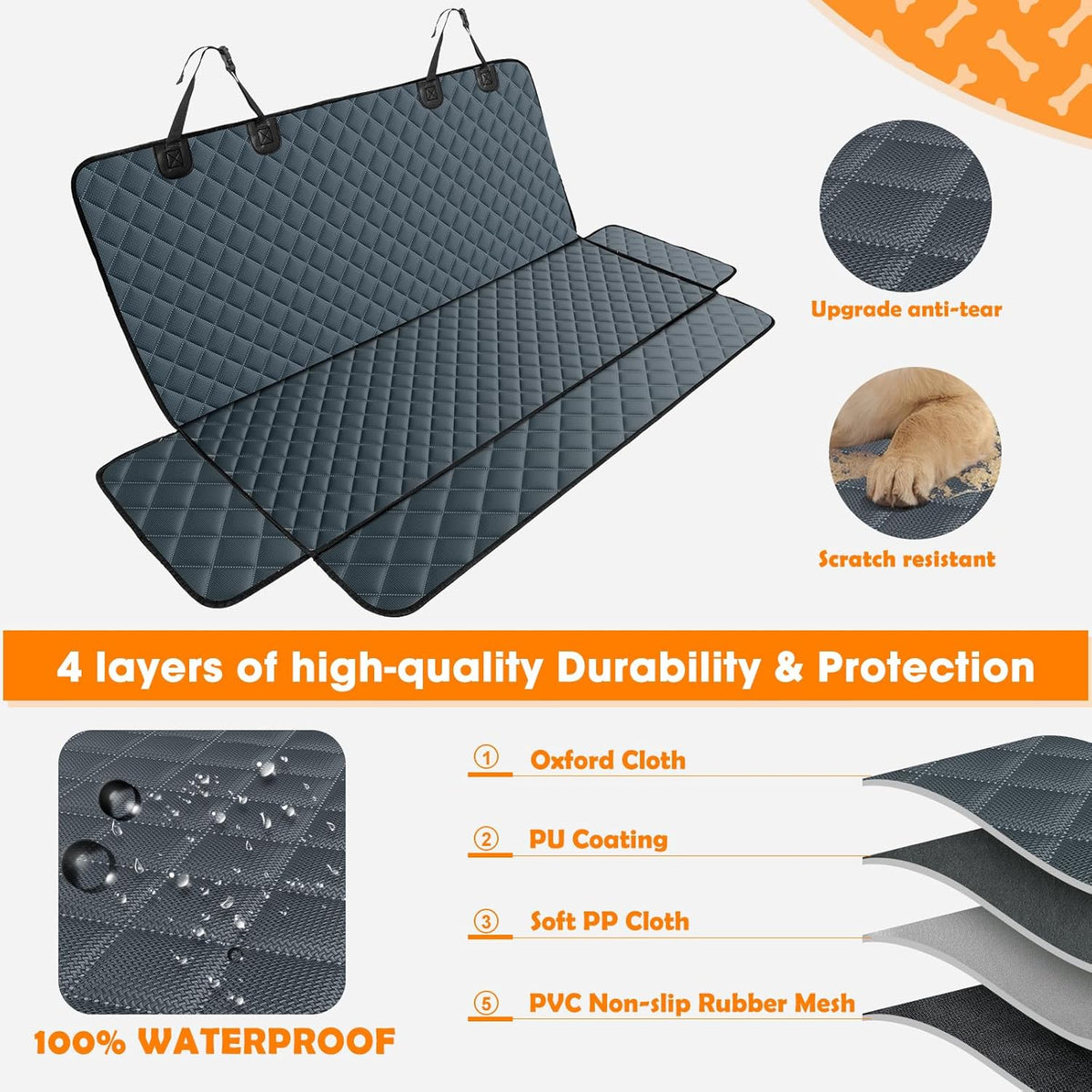 Dog Car Cover for Back Seat Cover Protector Waterproof Dog