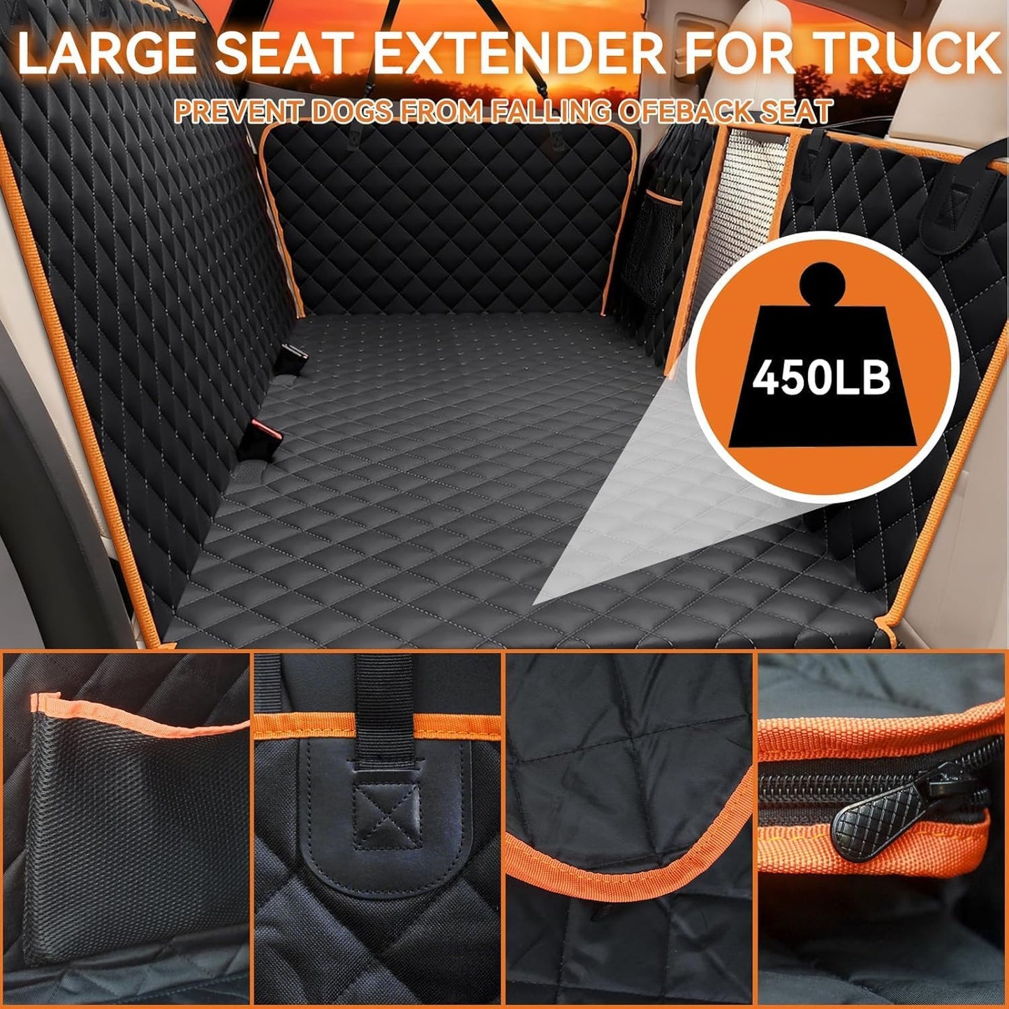 Back Seat Extender for Dogs - Large Space, Waterproof Dog