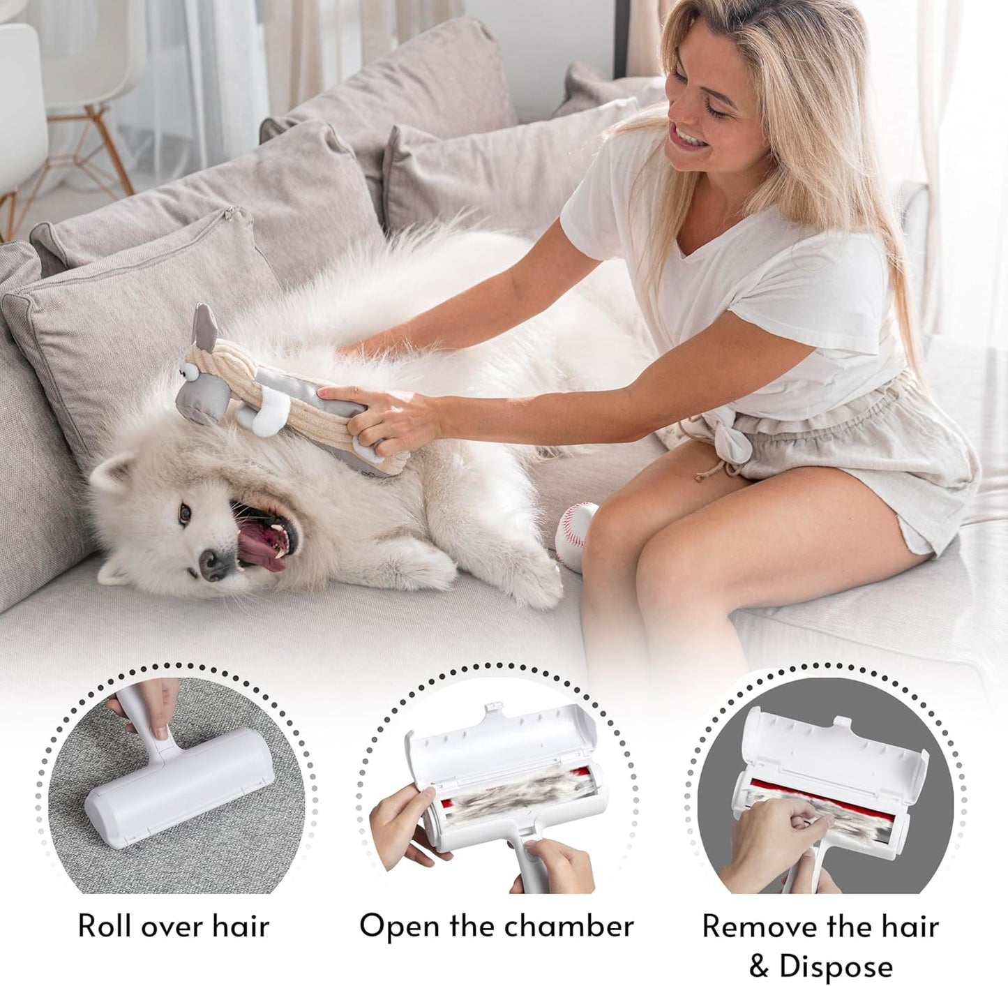 Pet Hair Remover, Reusable Lint Roller with Self-Cleaning