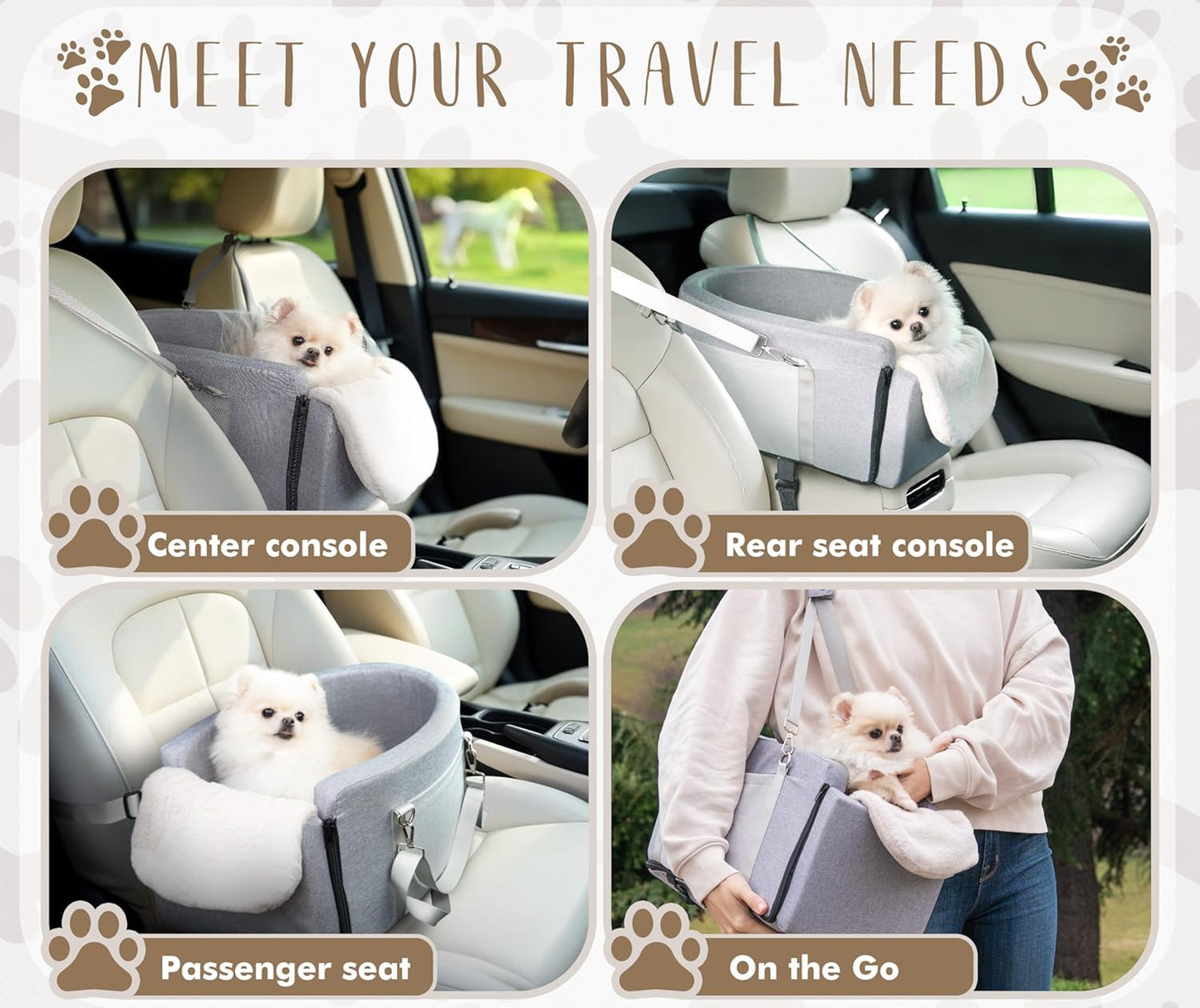 Multi-Function Small Dog Car Seat Center Console & Carrier