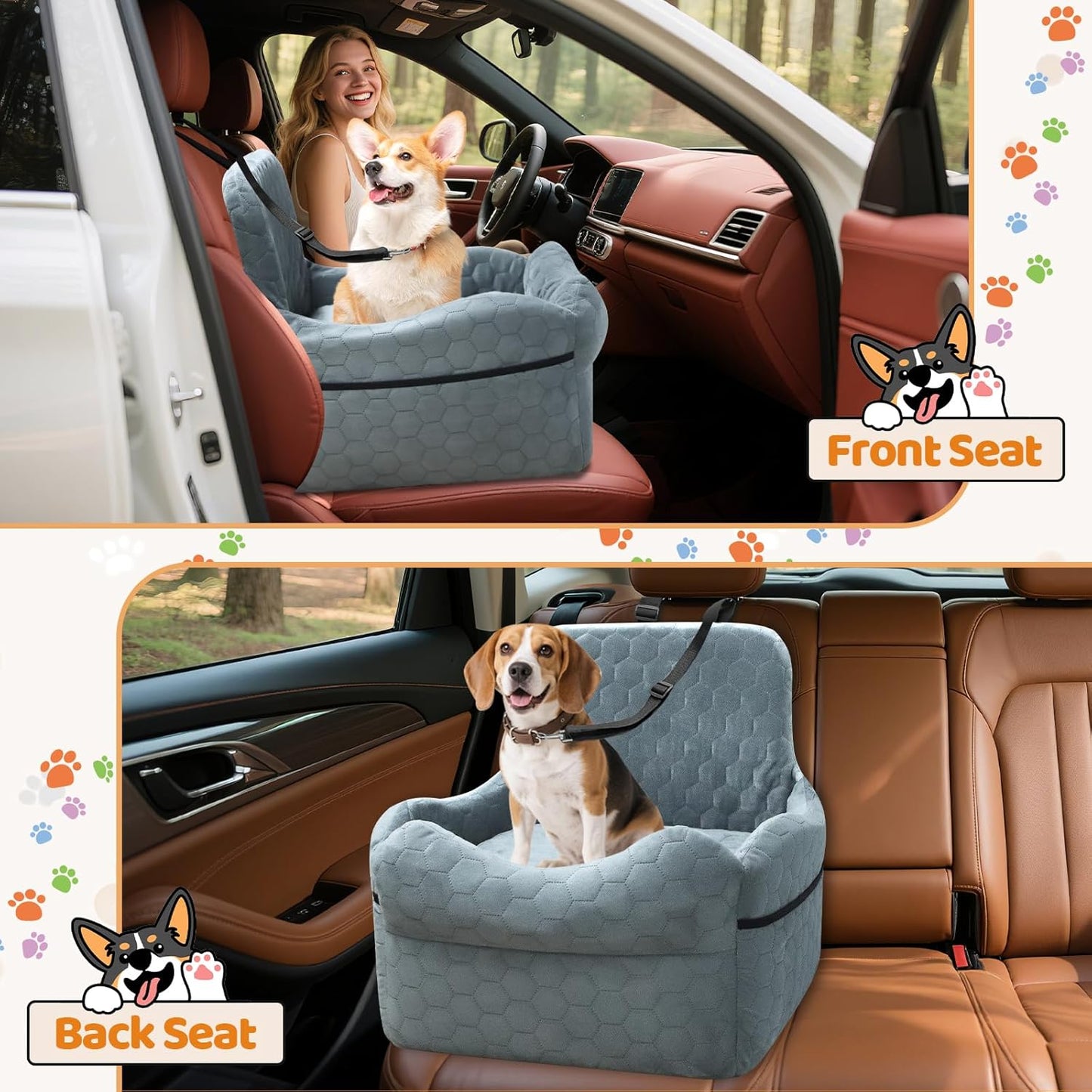 Dog Car Seat for Small/Medium Dogs - Puppy Car Seat Under