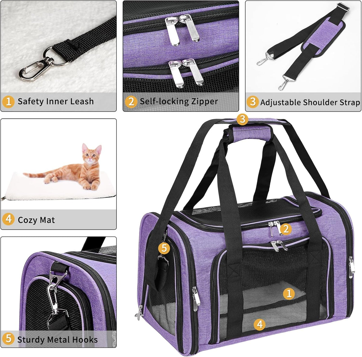 Soft-Sided Cat/Dog/Pet Carrier, Collapsible Pets Travel