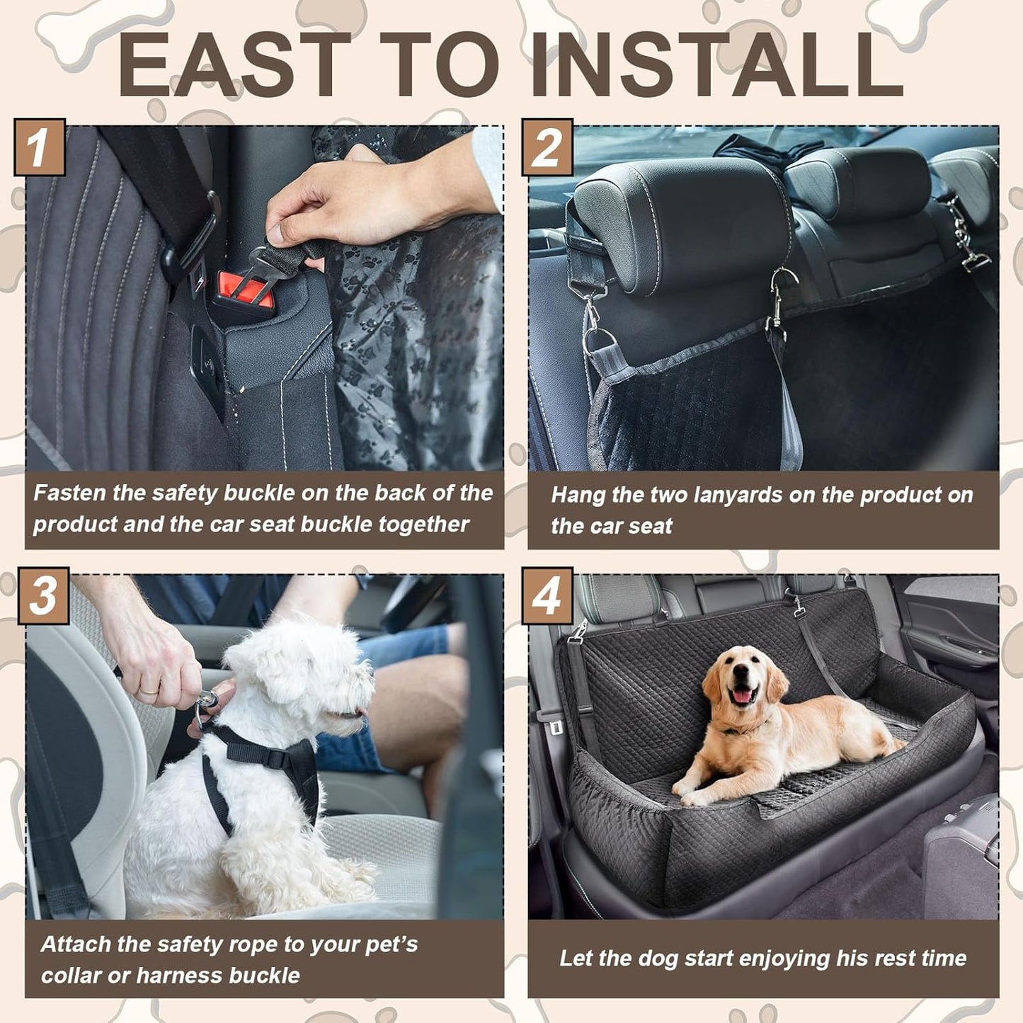 Dog Car Seat Bed for Large Under 100lbs Pet Booster for