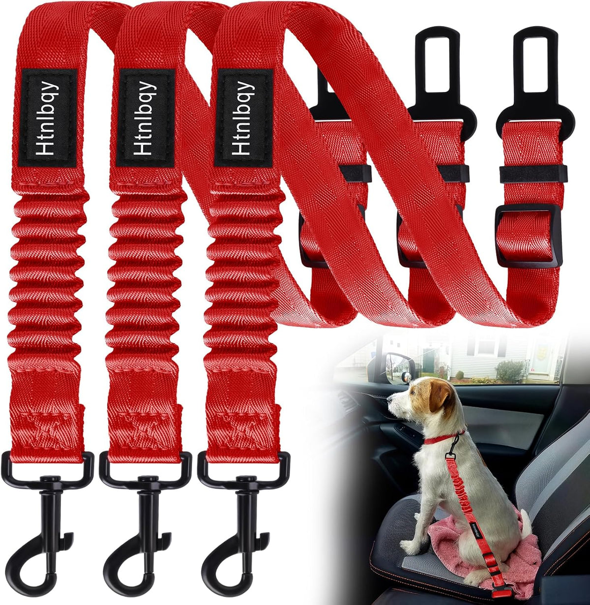 3 Pack Thickened Dog Seat Belt Adjustable Dog Car Seatbelts