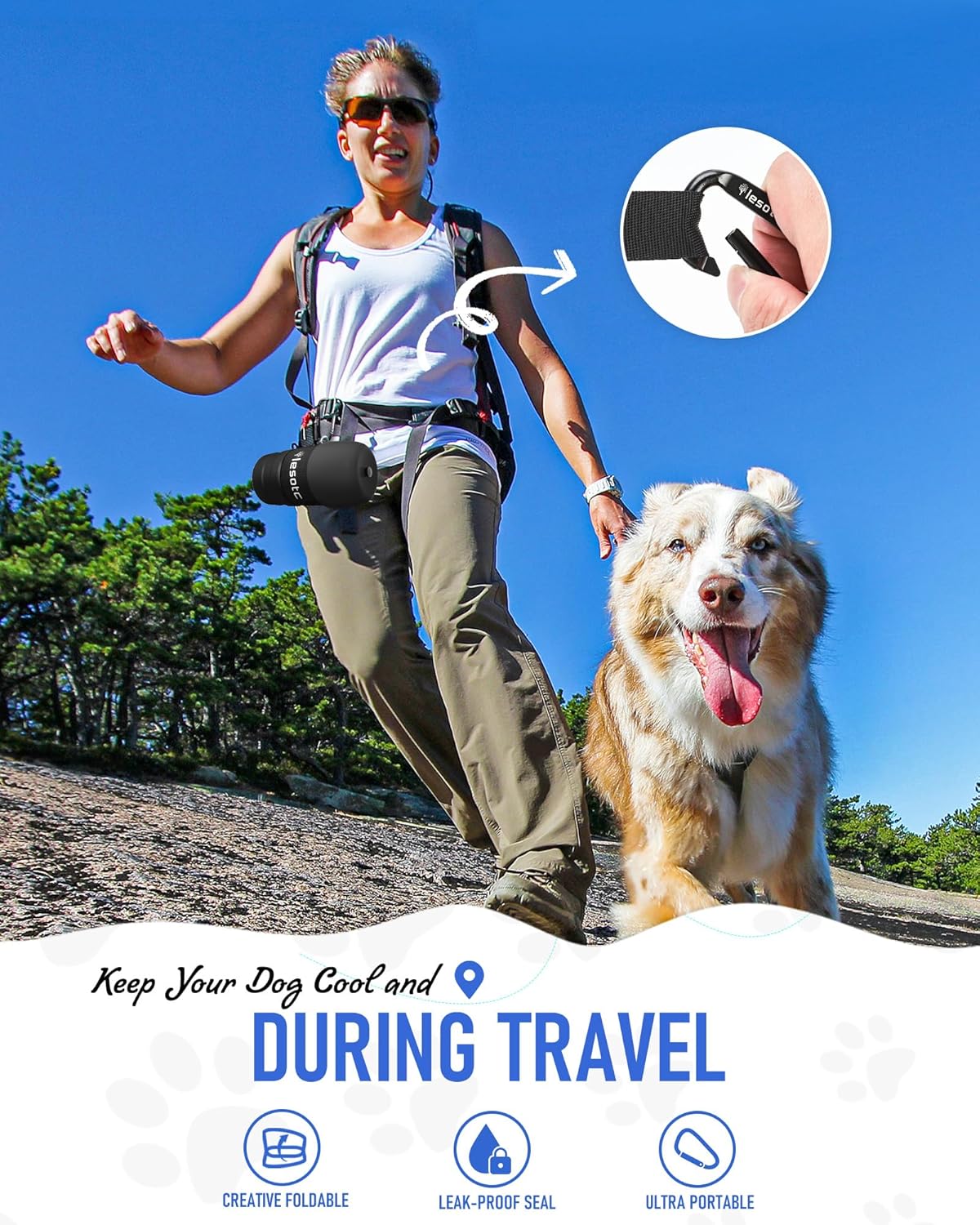 Dog Water Bottle, Portable Water Dispenser with Water Bowl