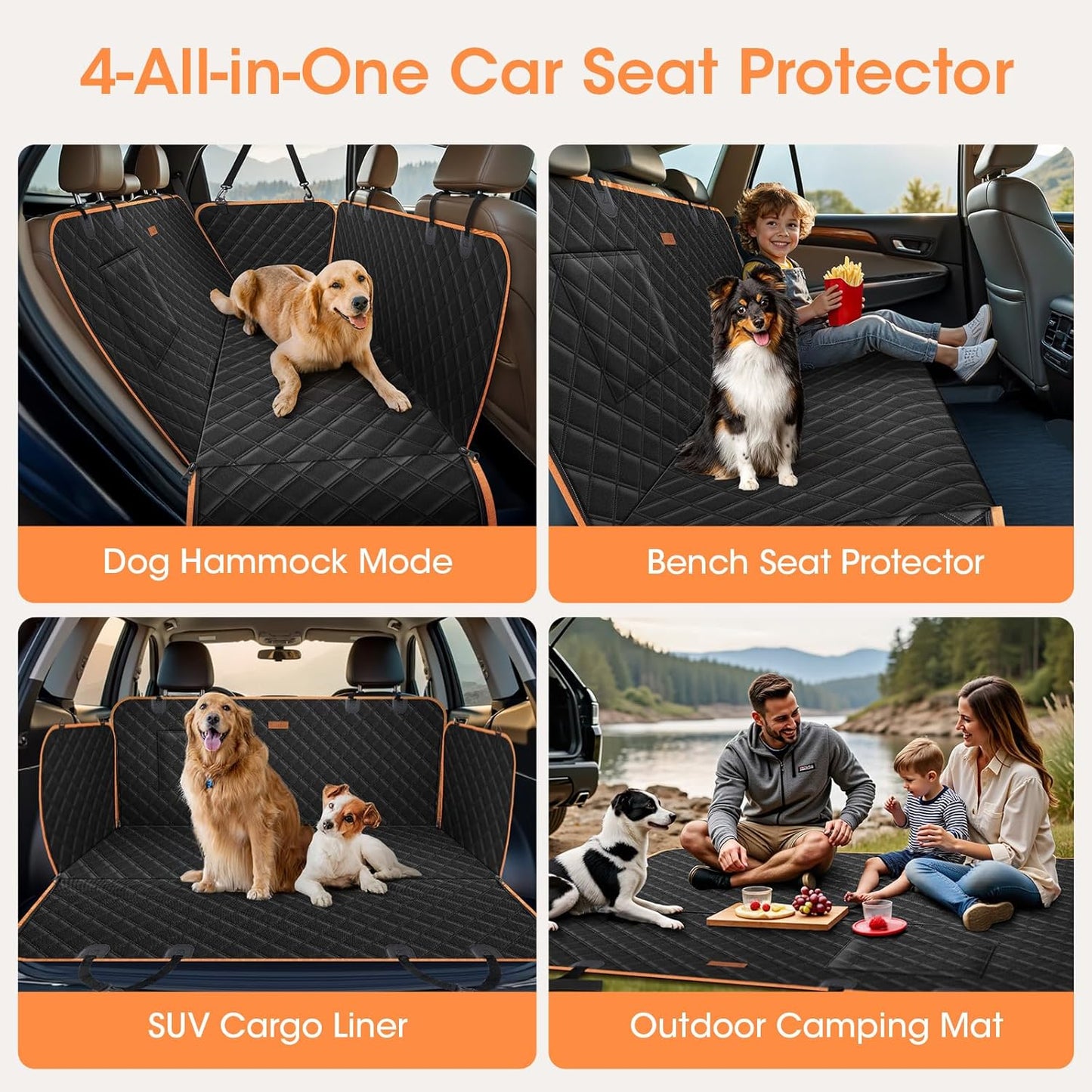 Dog Seat Cover, Upgrade Large Back Seat Pet Seat Cover