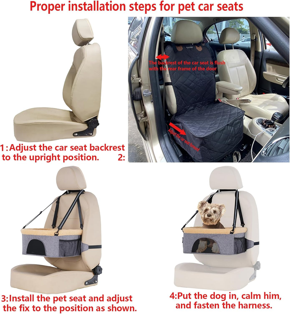 Deluxe Dog Booster Seat with Height-Adjustable Foldable