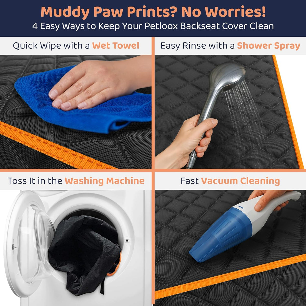 Dog Car Seat Cover for Back Seat, Waterproof Hammock for