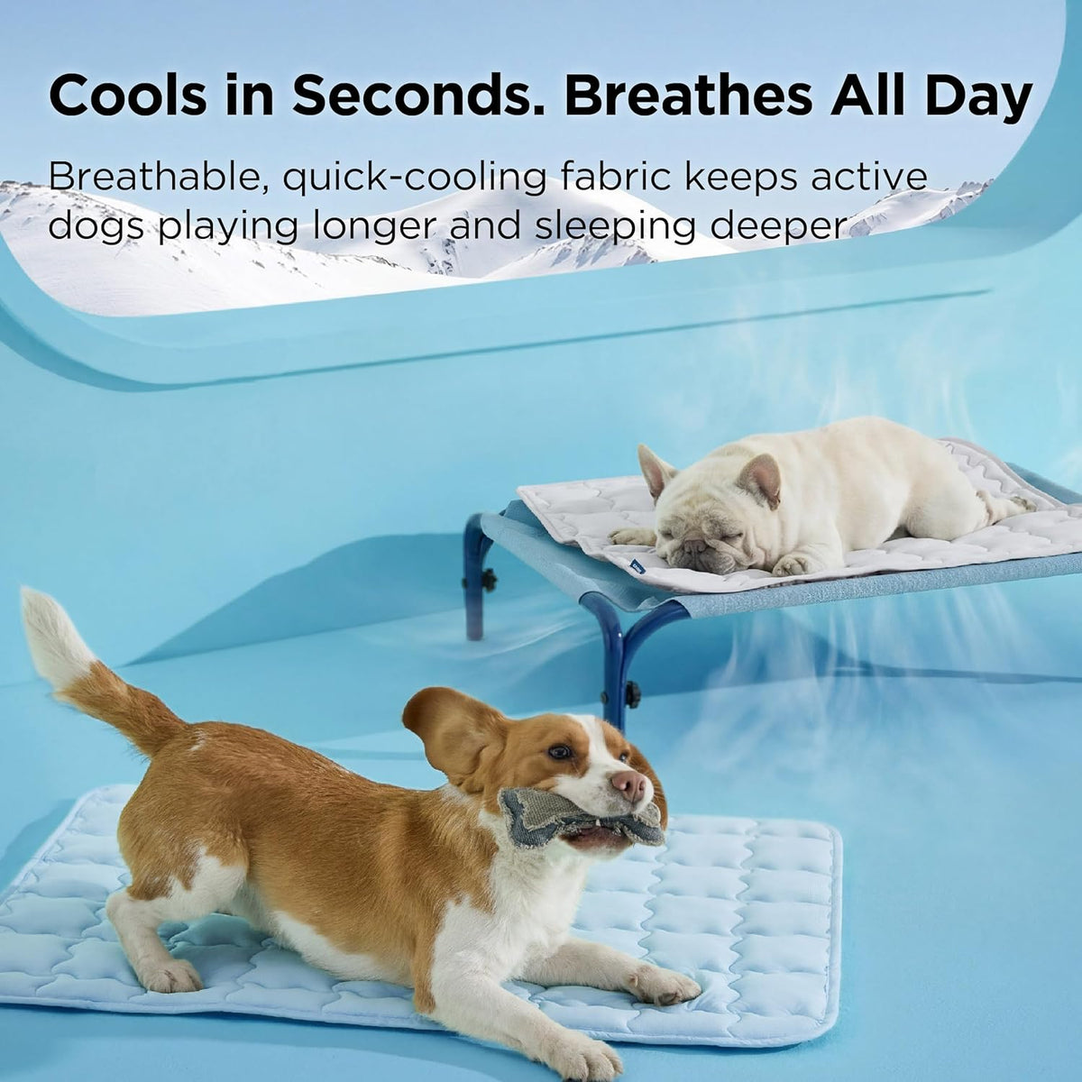 Bedsure Cooling Dog Mat Extra Large, Q-Max>0.5 XL Thin Breathable Cold Crate Pad for Pet, Portable Washable Kennel Bed for Summer Active Dog with Chill Soothing Fabric to Rapid Cooling, 41x28, Grey
