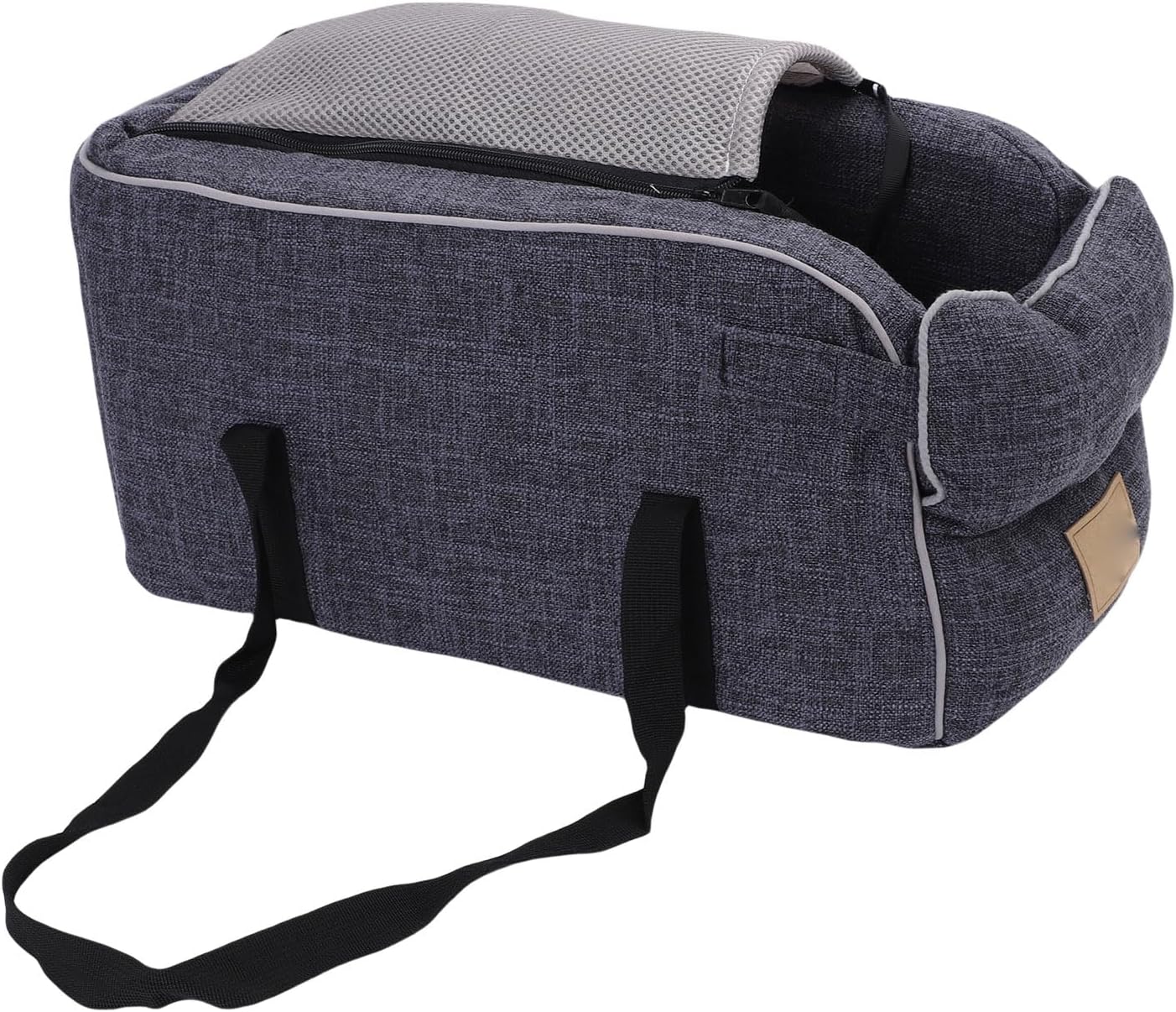 Console Dog Car Seat, Linen Fabric, Elevated Seat with