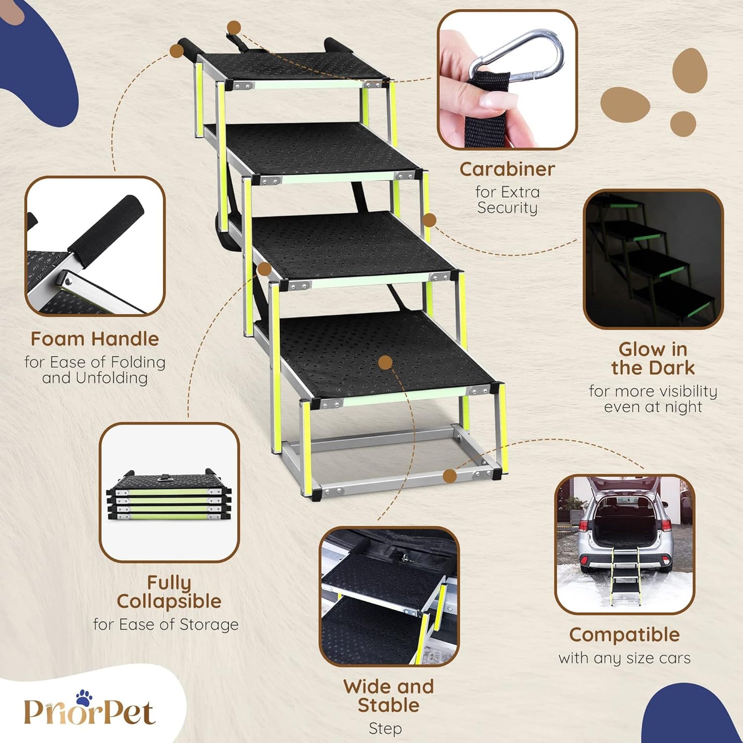 Dog stairs for large dogs - Glow in The Dark