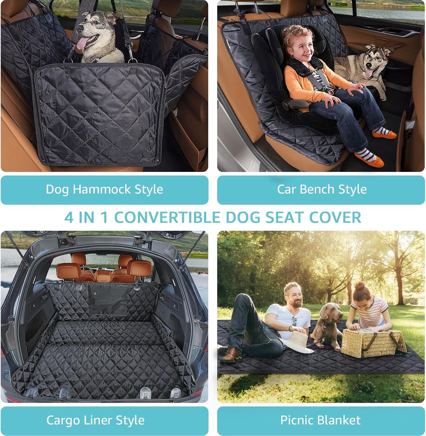 Dog Car Seat Cover for Back Seat | Mesh Window & Safety