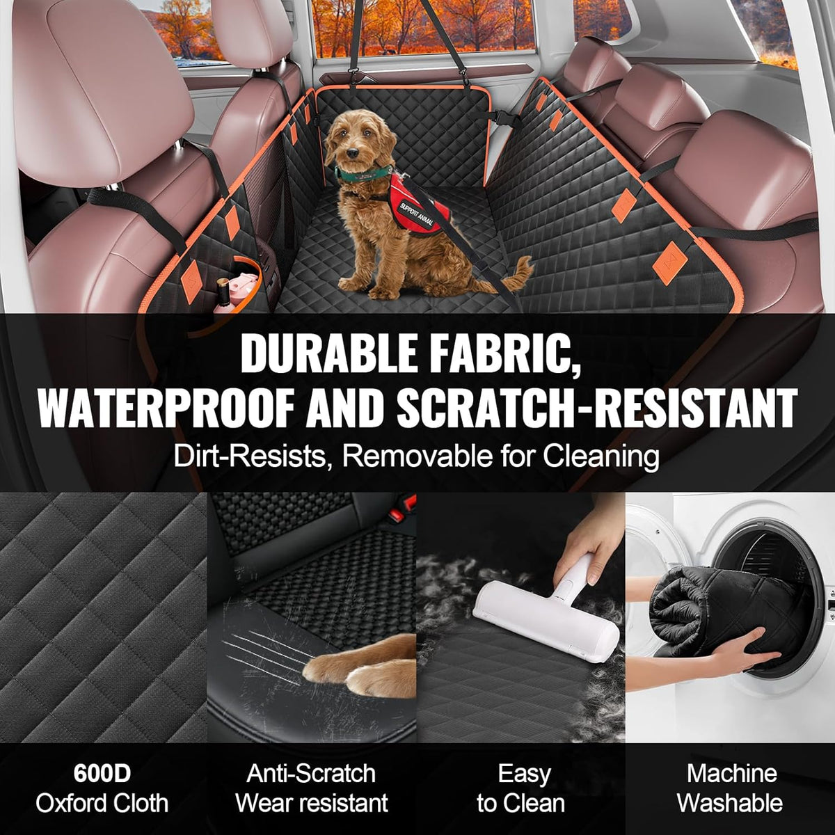 Back Seat Extender for Dogs, Hard Bottom Car Seat Cover for