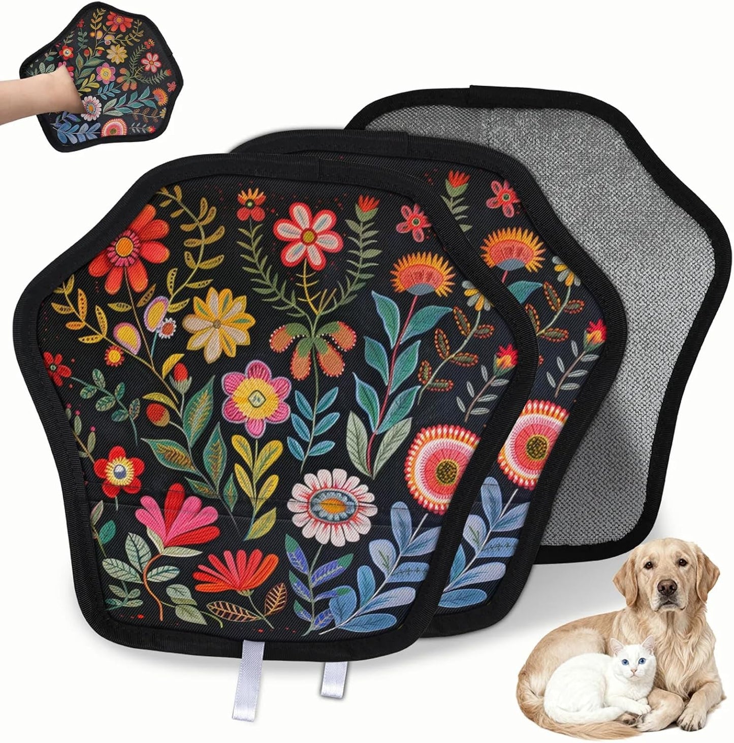 Vintage Boho Floral 2Pcs Electrostatic Reusable Pet Hair