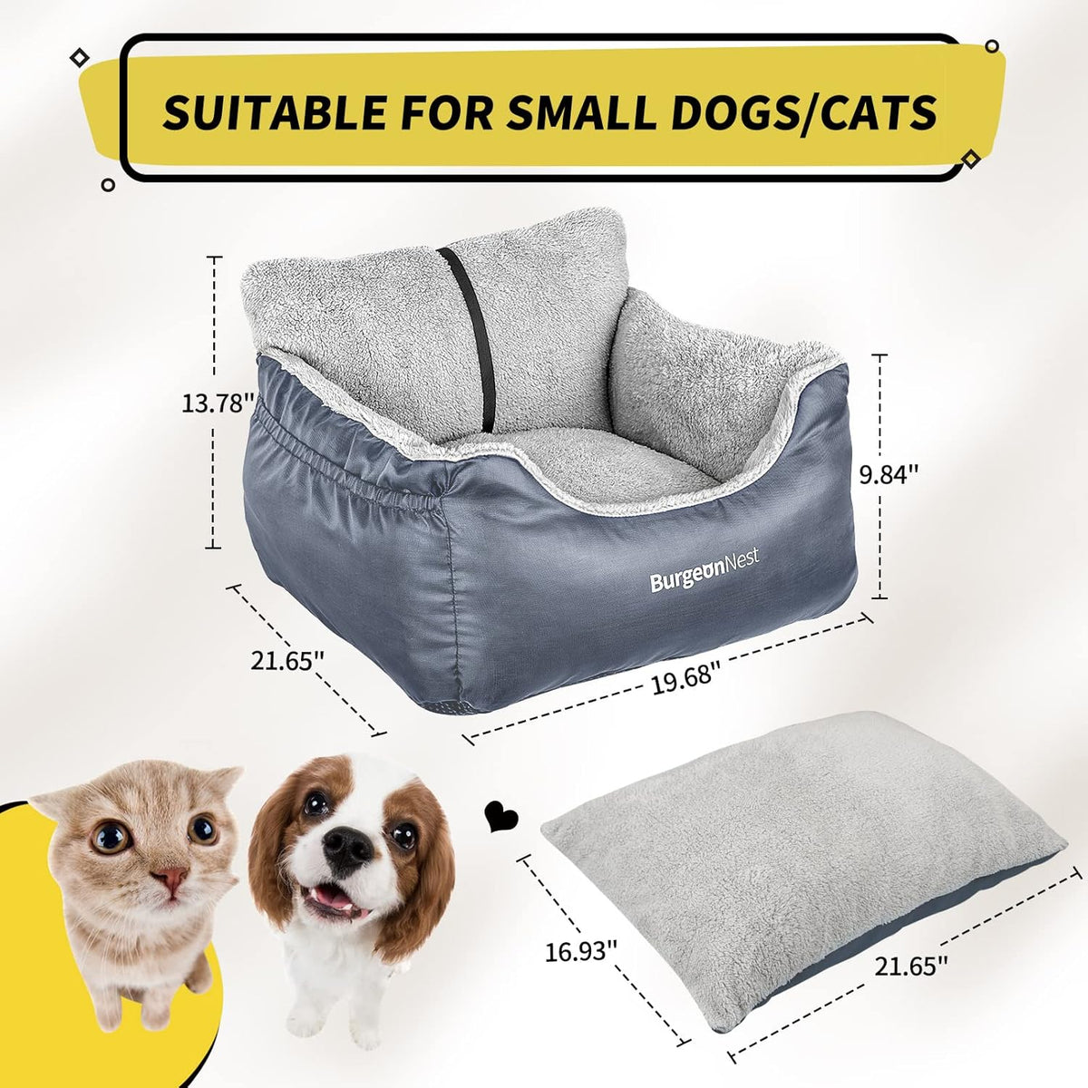 Dog Car Seat for Small Dogs, Washable Soft Booster Seats