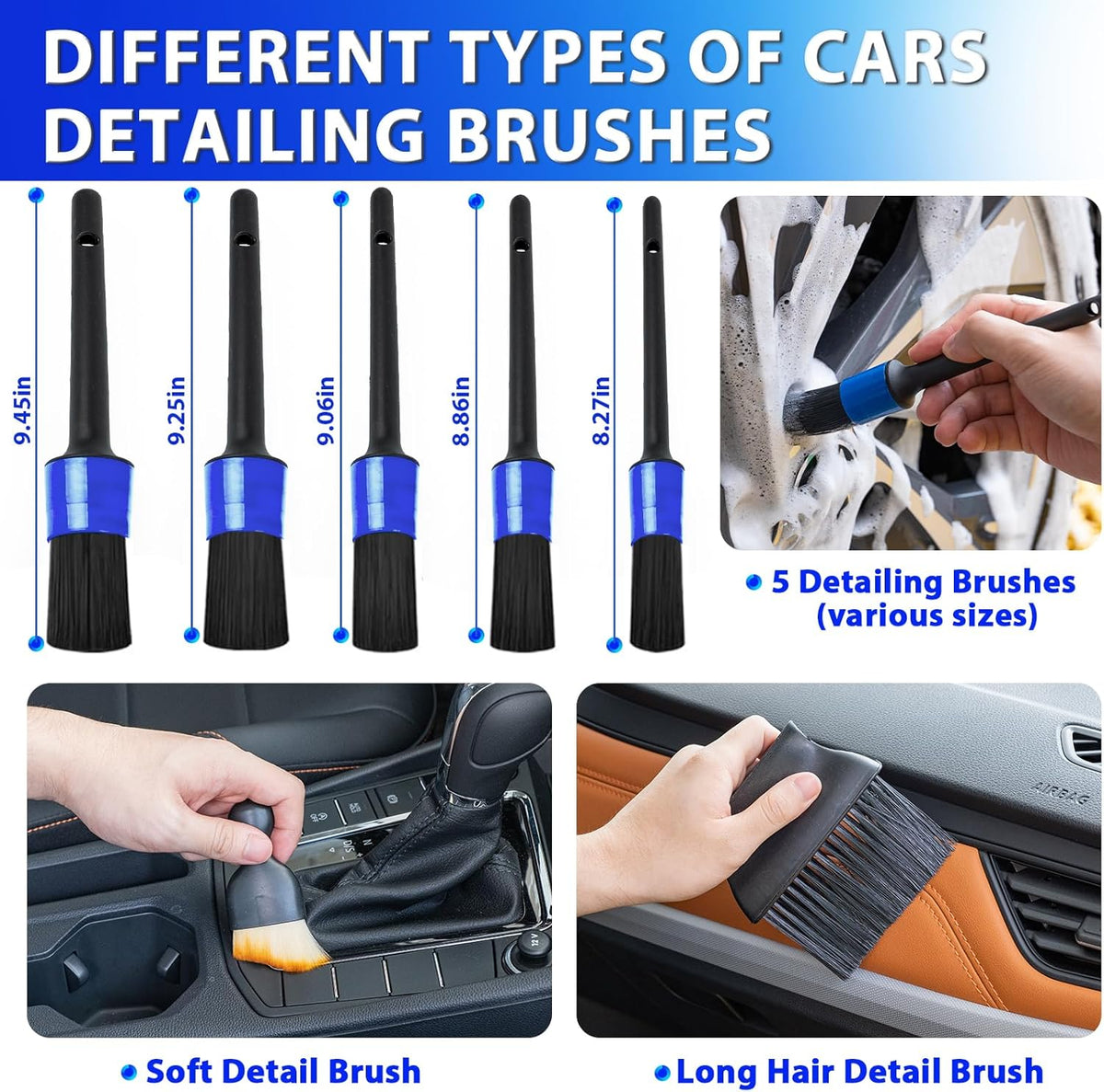 THINKWORK Car Cleaning Kit Car Detailing Kit,Car Cleaning Kit Interior Cleaner with High Power Blue Handheld Vacuum Cleaner,Brush Sets,Windshield Cleaner and Storage Bag,Car Accessories,Car Gift Set