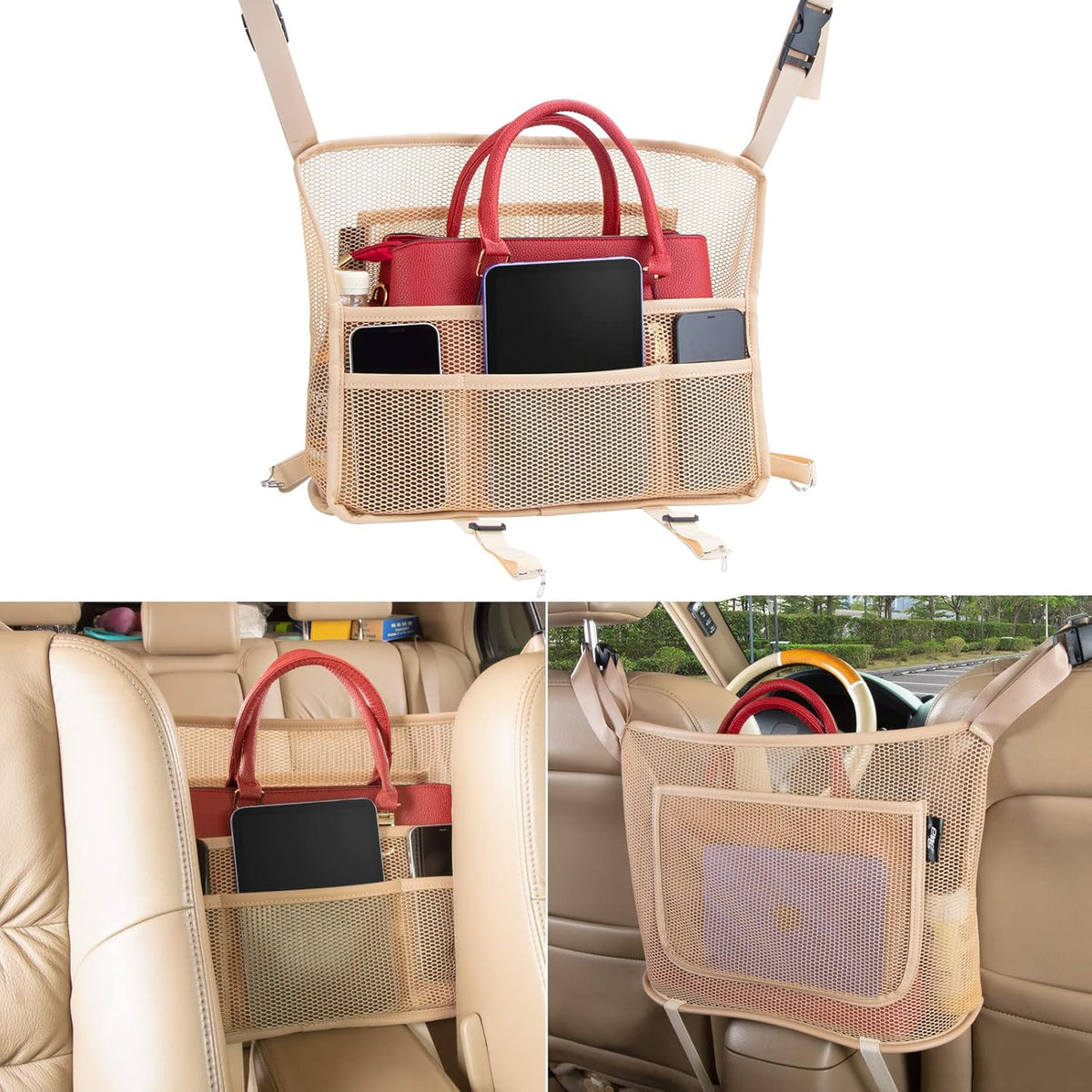 Car Organizers and Storage Mesh Bag, Purse Holder, Car Net