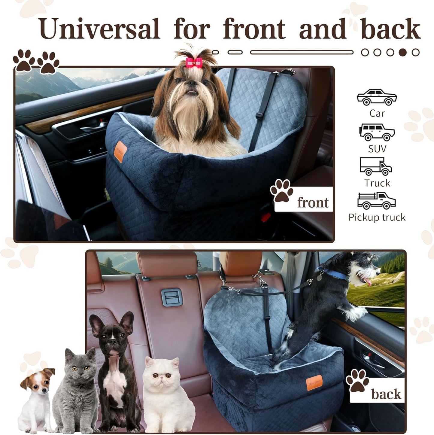 Dog Booster Car Seat for Small/Medium Dogs up to 35