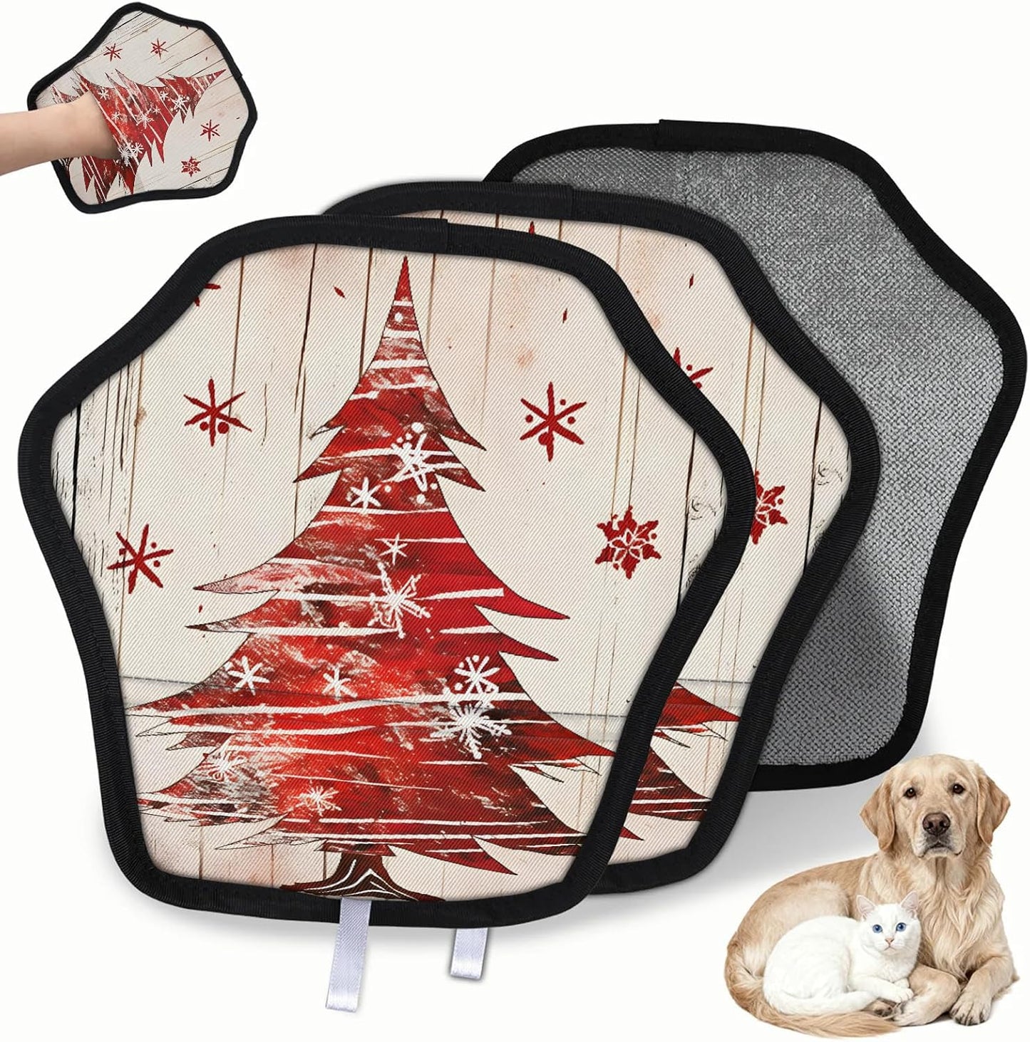 Christmas Pine Tree 2Pcs Electrostatic Reusable Pet Hair
