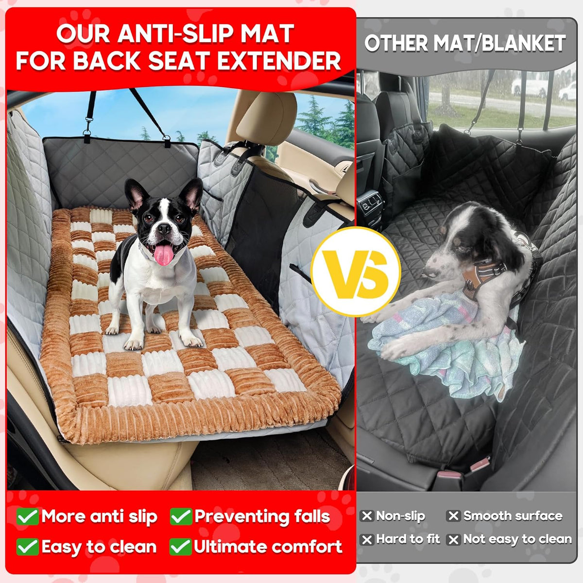Dog Car Bed Mat, Non-Slip Backseat Extender Pet Blanket
