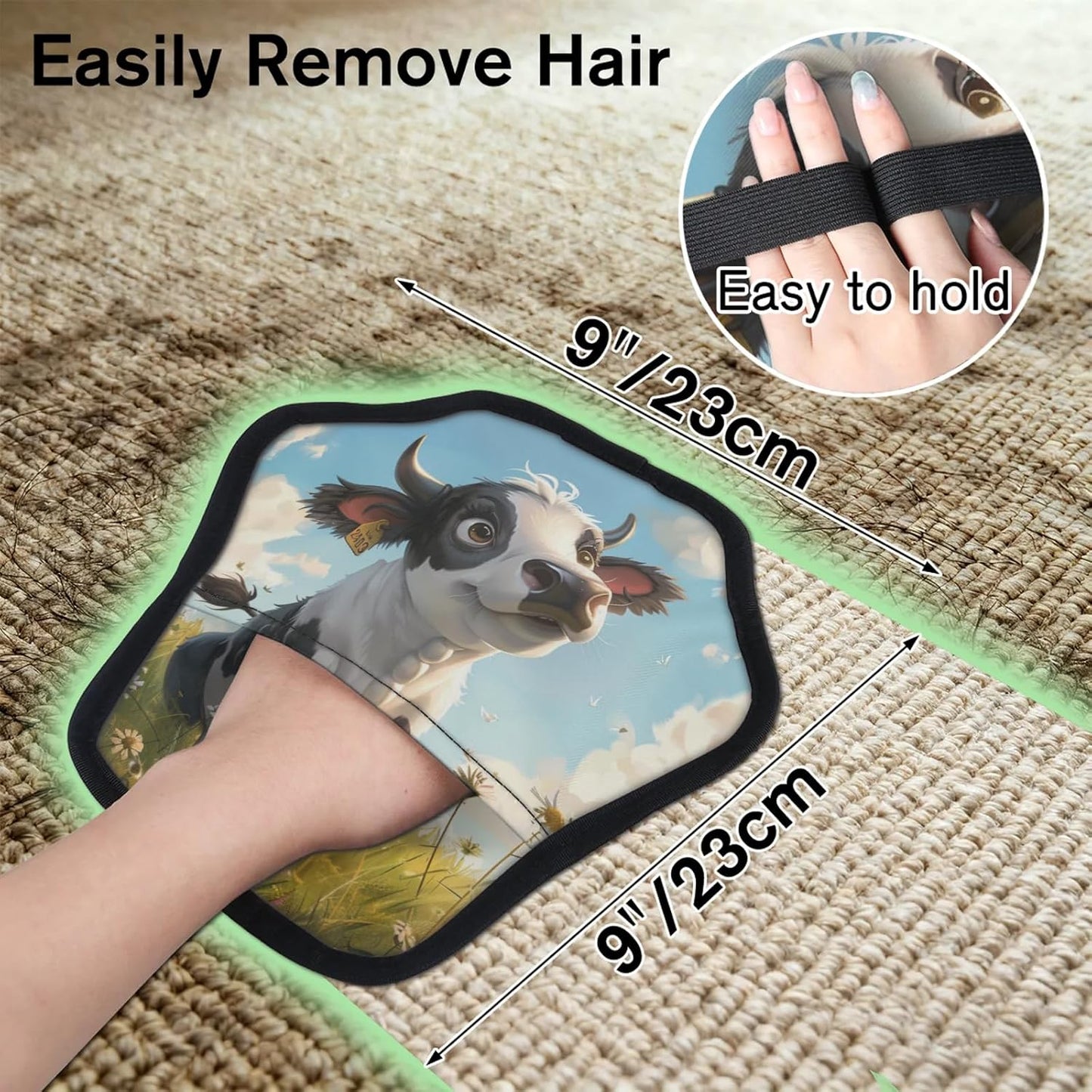 Cute Cow Cartoon 2Pcs Electrostatic Reusable Pet Hair