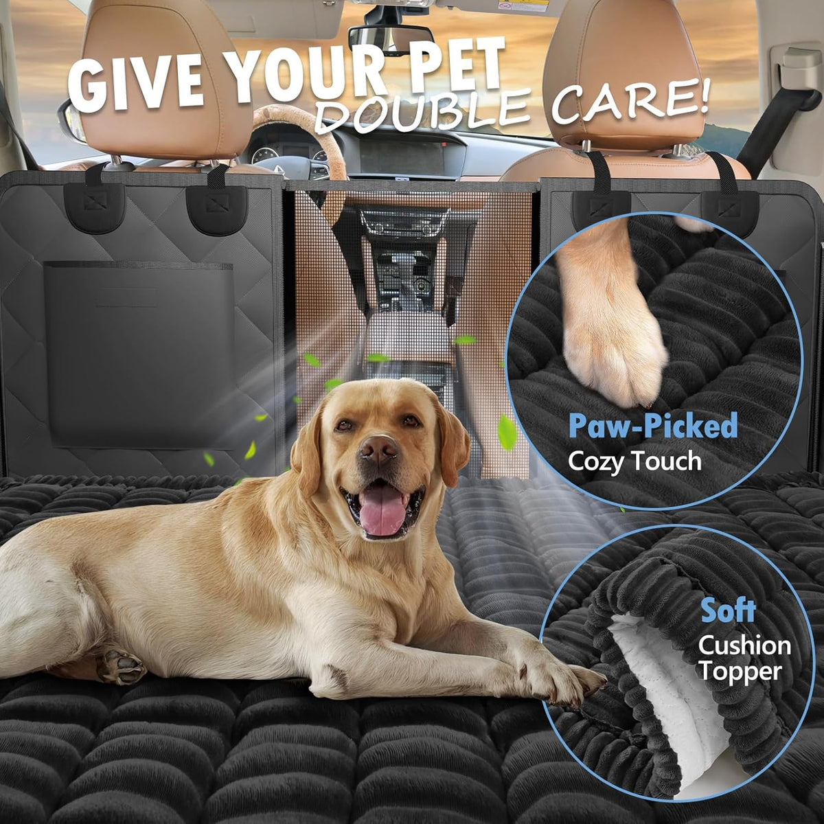 Backseat Dog Bed Non-Slip, Dog Bed for Car Back Seat Soft