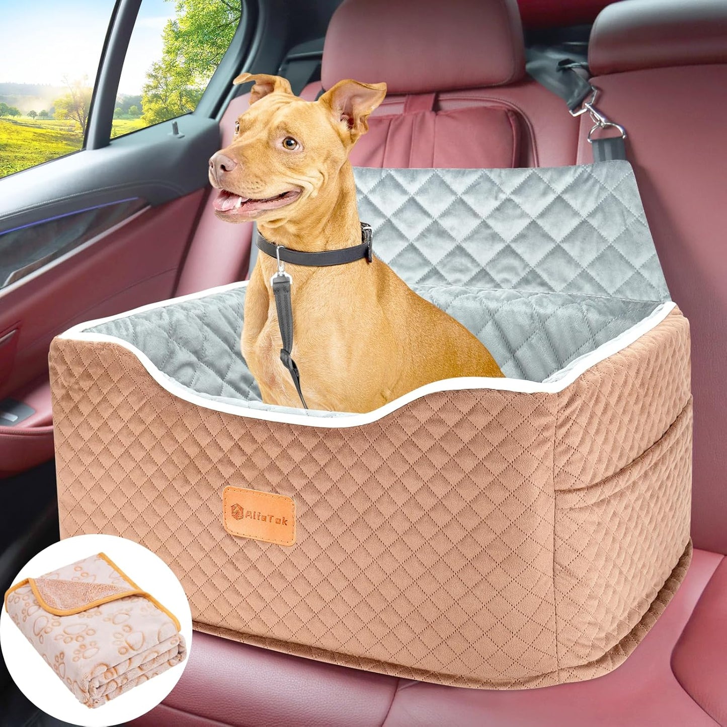 Memory Foam Booster Dog Car Seat Medium Dogs, Elevated Pet