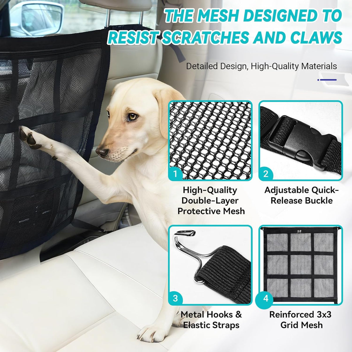 Dog Car Barrier 2026 Upgrade, Double Layer Mesh with