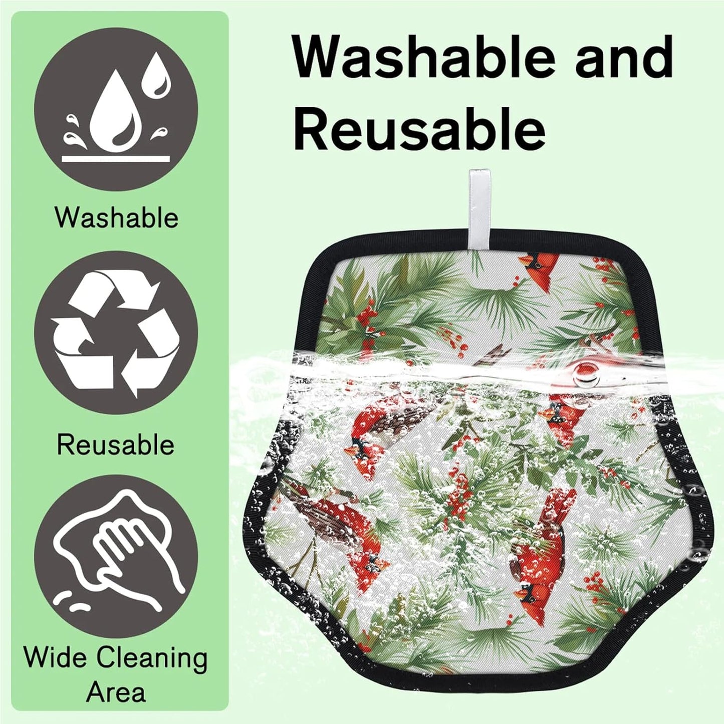 Red Winter Bird 2Pcs Electrostatic Reusable Pet Hair