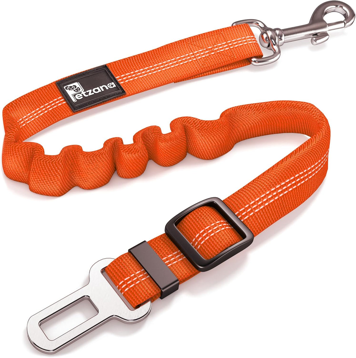 Adjustable Dog Car Harness | Seat Belt for Pets with Elastic Bungee Buffer | Essential Travel Accessory - Orange