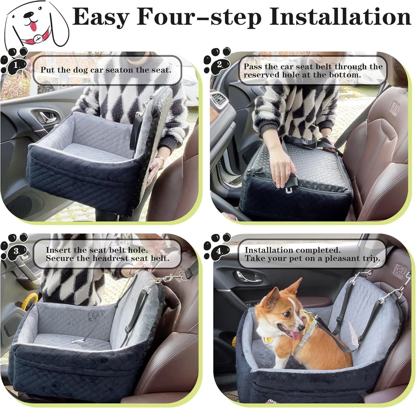 Car Dog Seat,Pet Booster Carseats for Dogs up to 25lbs,Safe