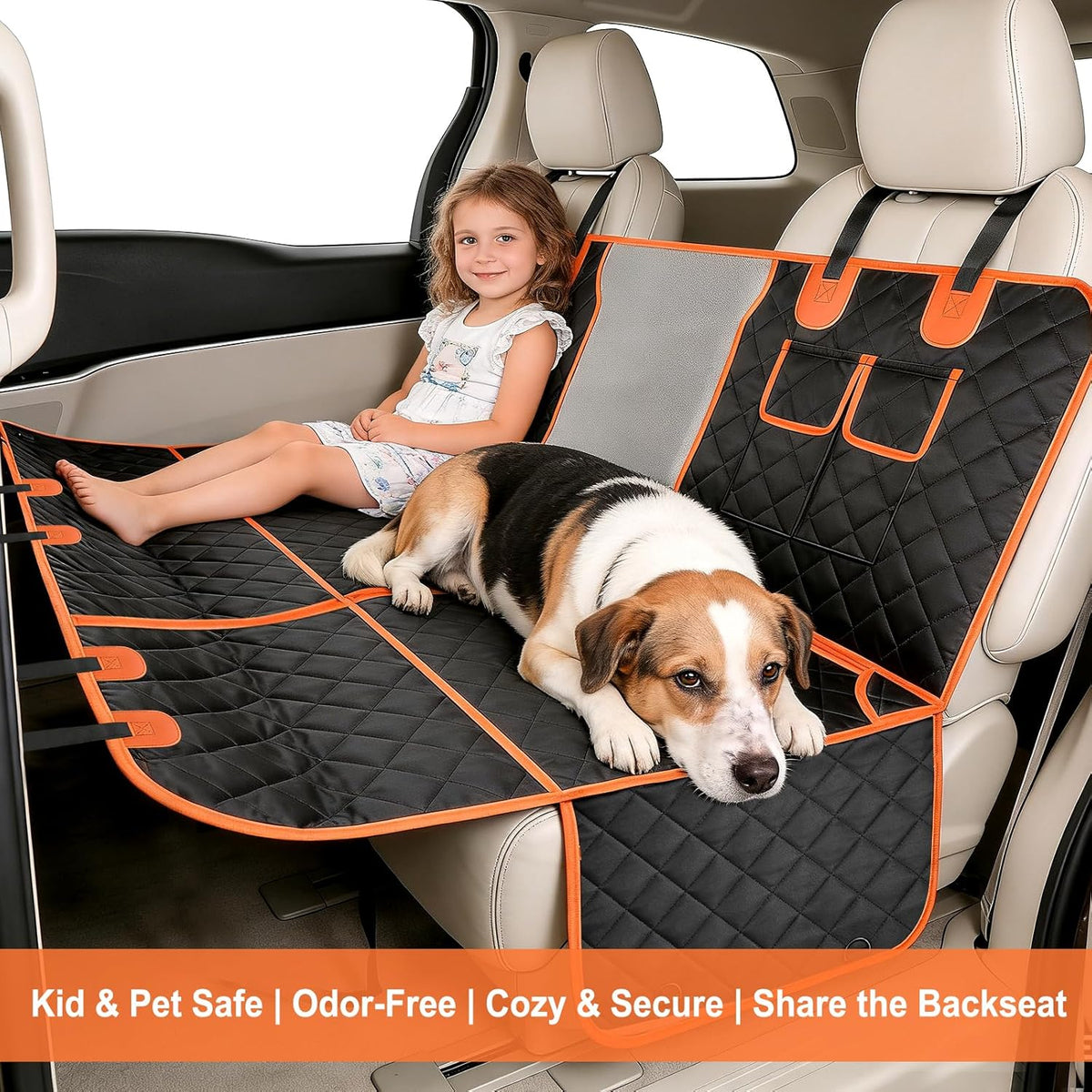 Dog Car Seat Cover for Back Seat, Waterproof Heavy Duty Pet
