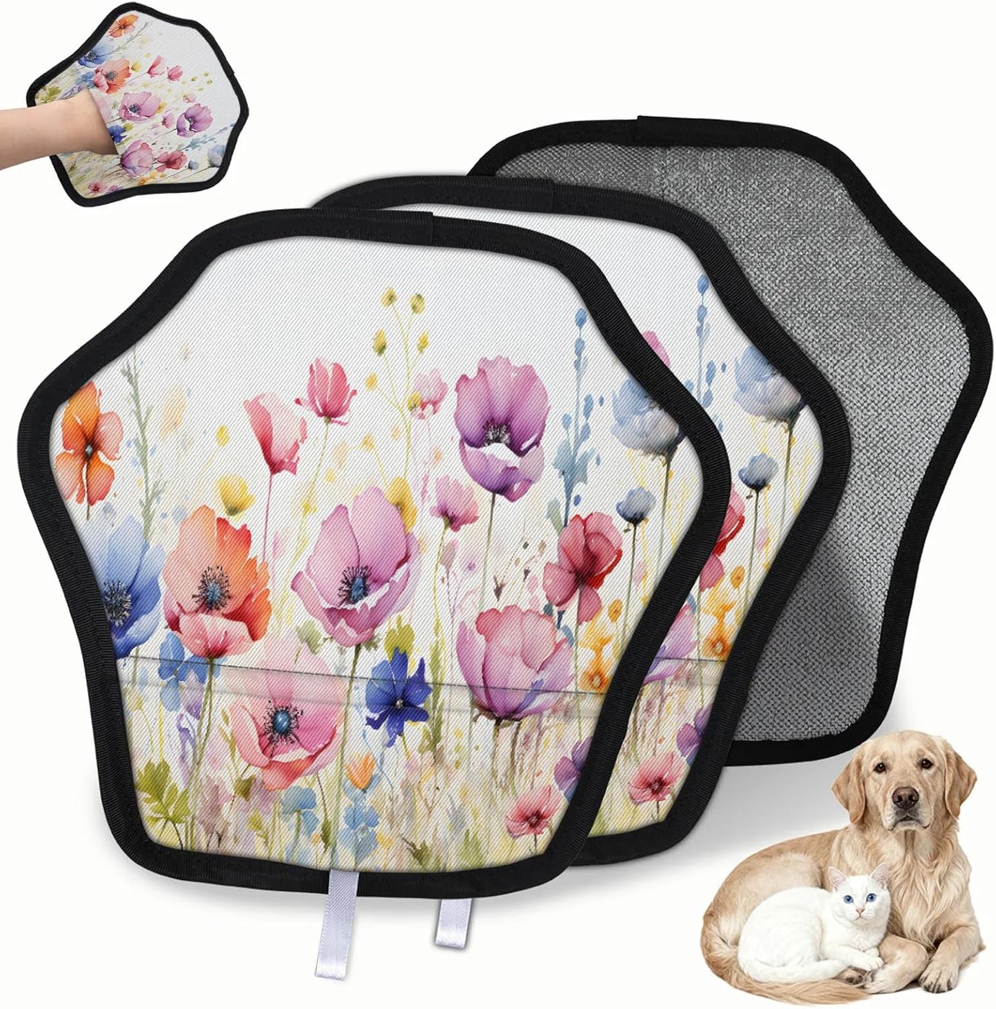 Pet Hair Removal Glove for Dogs Cats Reusable Washable Set