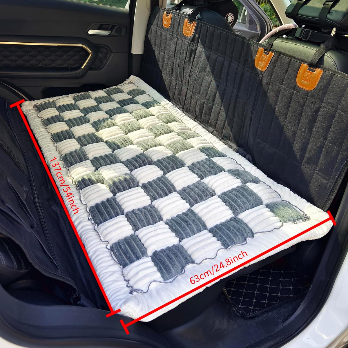 Backseat Pet Bed Mat, Truck Plaid Dog Bed for Car Back