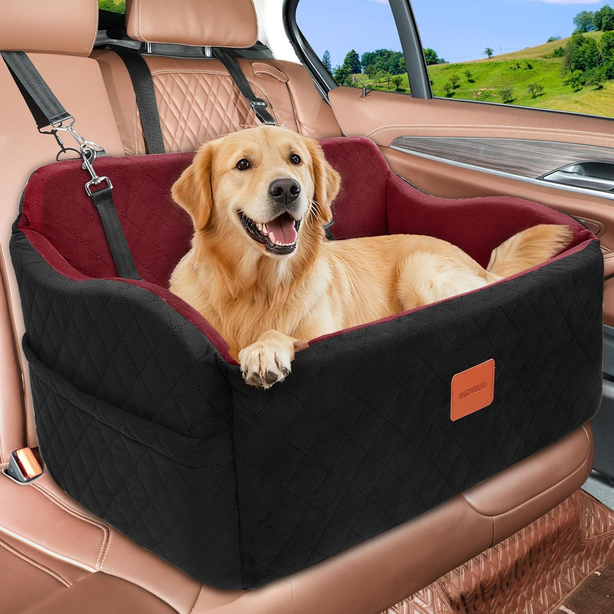 Dog Car Seat for Medium/Large Dogs, Memory Foam Pet Booster