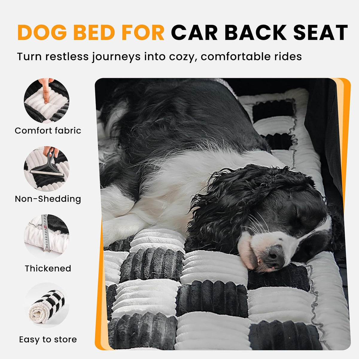 Backseat Dog Bed Mat for Car, Non-Slip Dog Bed for Car Back